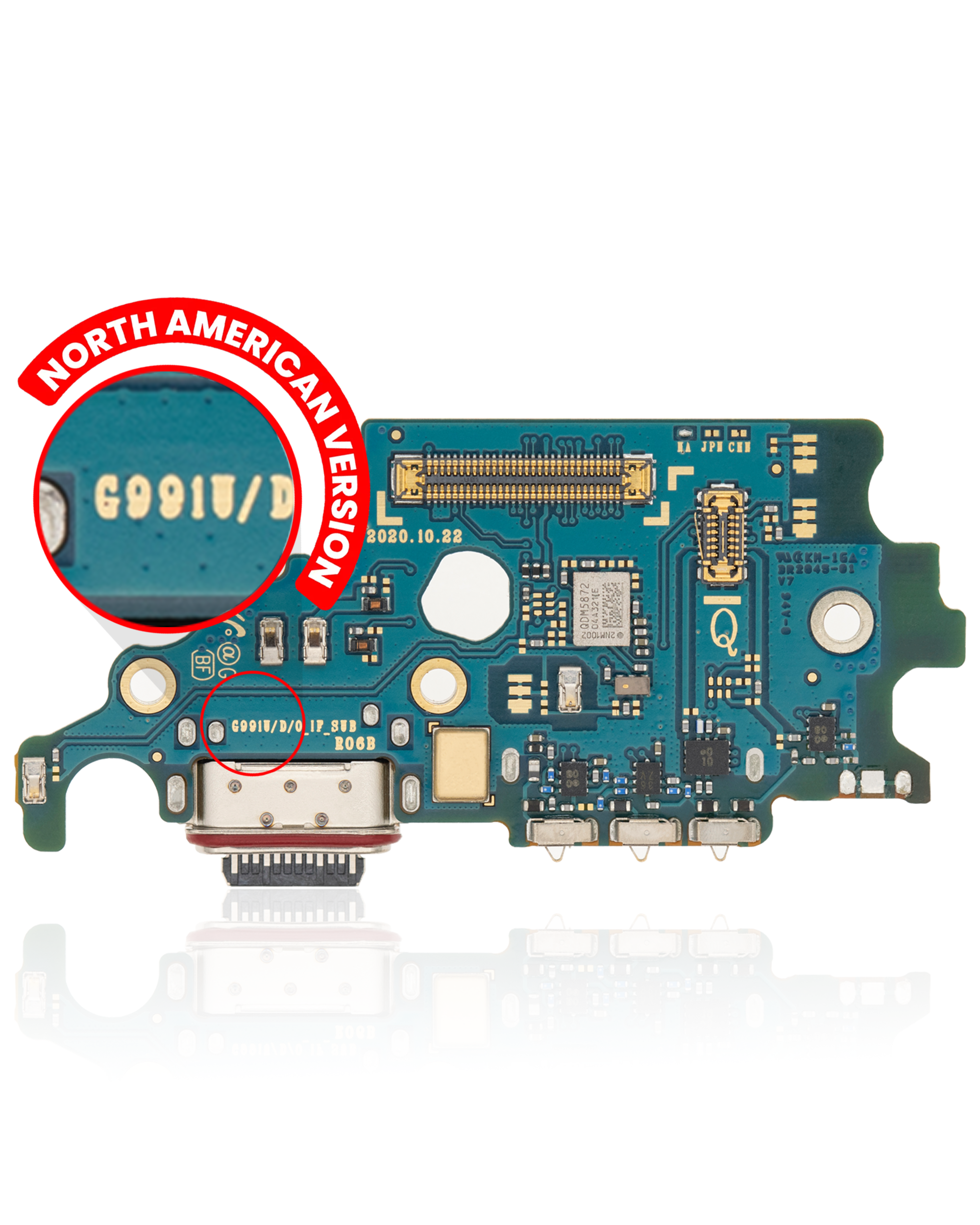Connettore di ricarica Scheda con Sim Card Reader per Samsung Galaxy S21 5G (G991U) (US Version) (Service Pack)