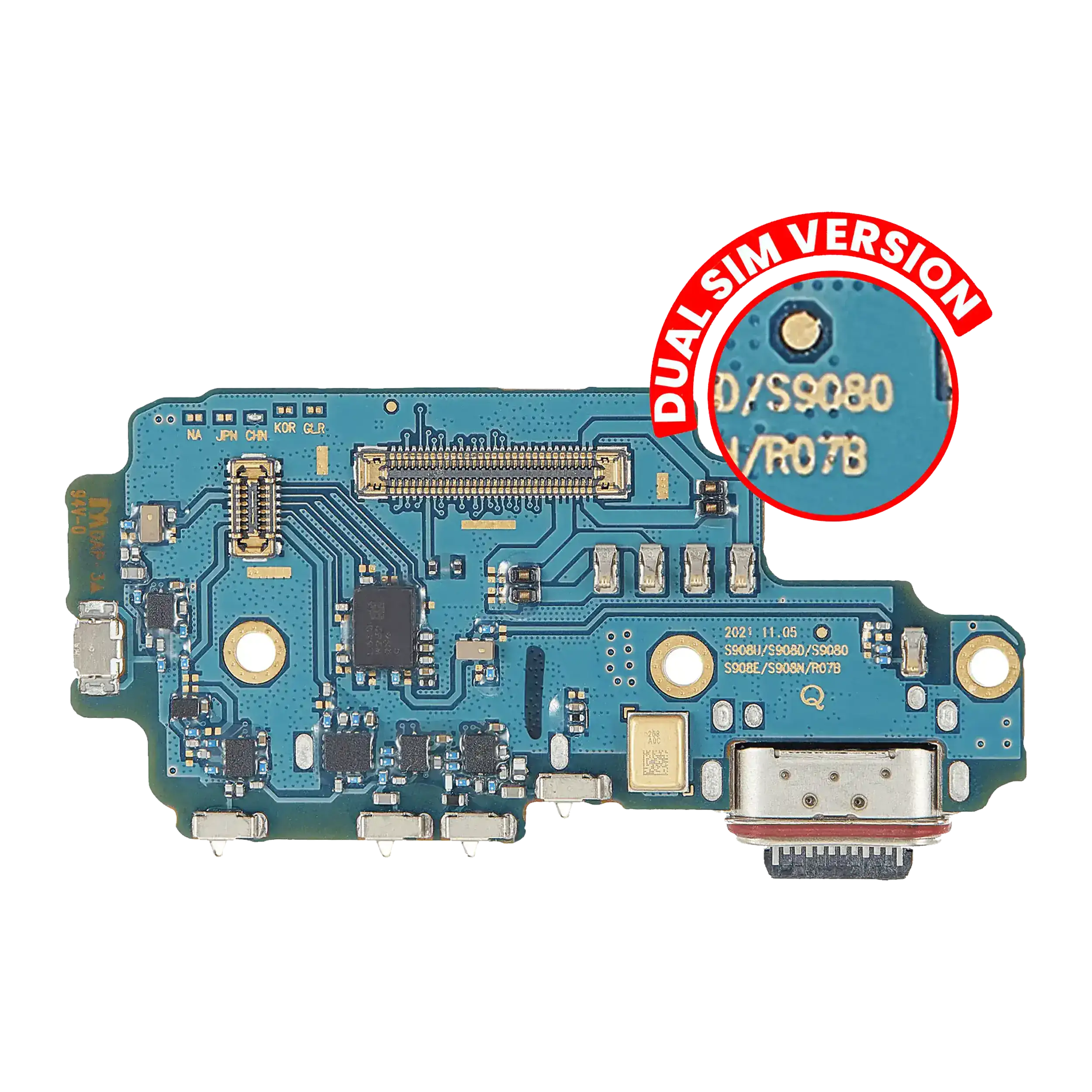 Connettore di ricarica Scheda con Sim Card Reader per Samsung Galaxy S22 Ultra 5G (S9080) (Dual Sim Version) (Premium)
