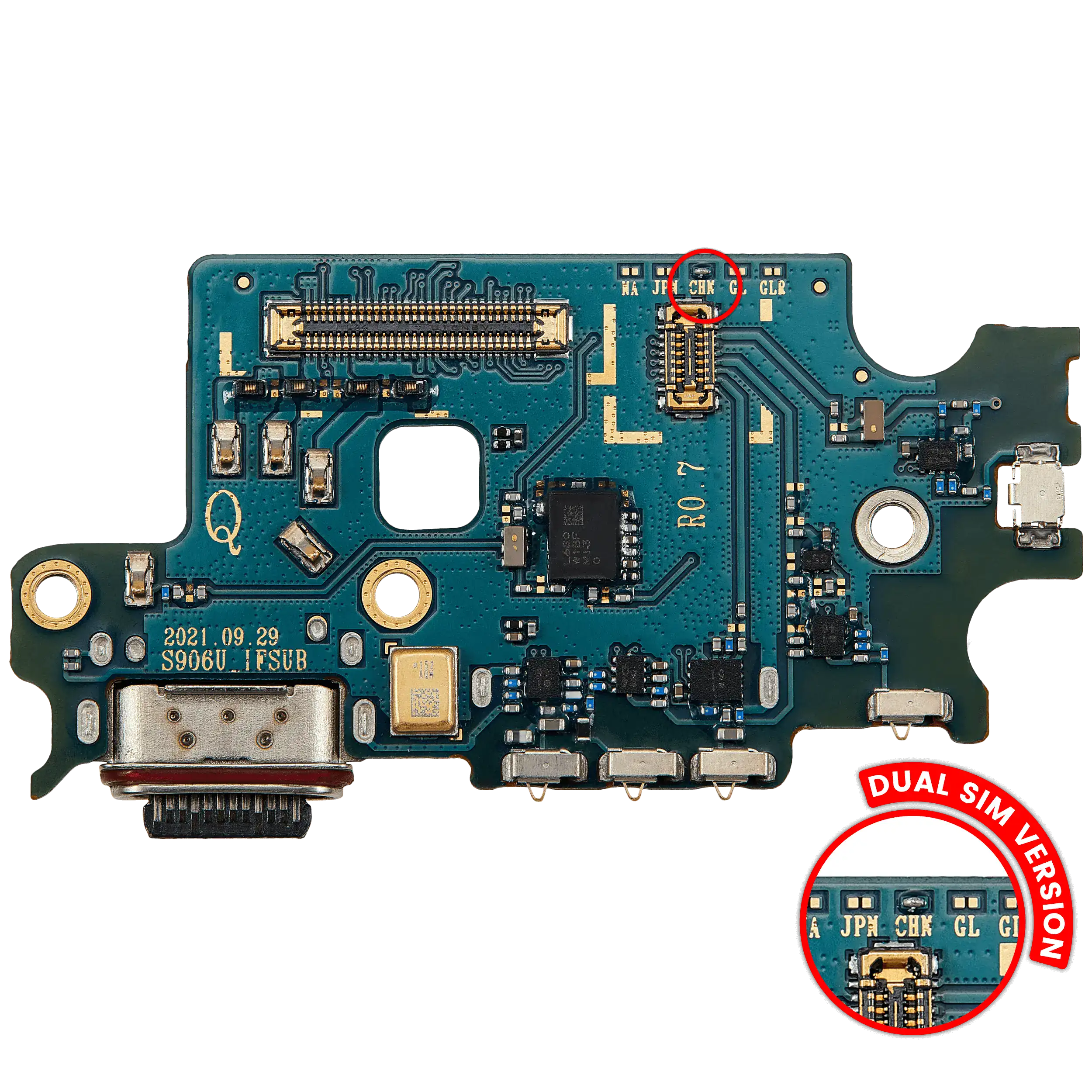 Connettore di ricarica Scheda con Sim Card Reader per Samsung Galaxy S22 Plus 5G (S9060) (Dual Sim Version) (Premium)