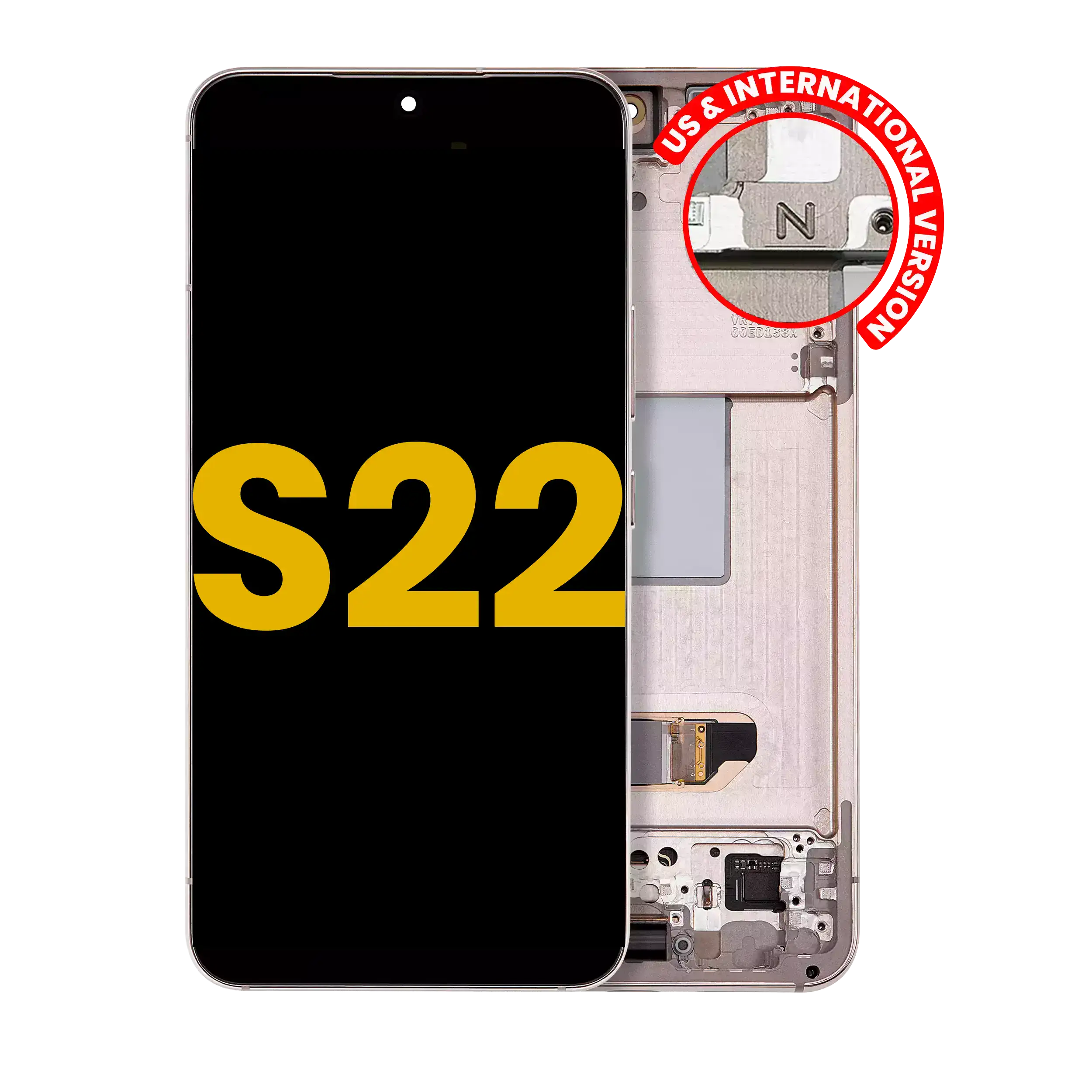 Display OLED completo con Frame per Samsung Galaxy S22 5G (US e International Version) (Refurbished) (Rosa Oro)