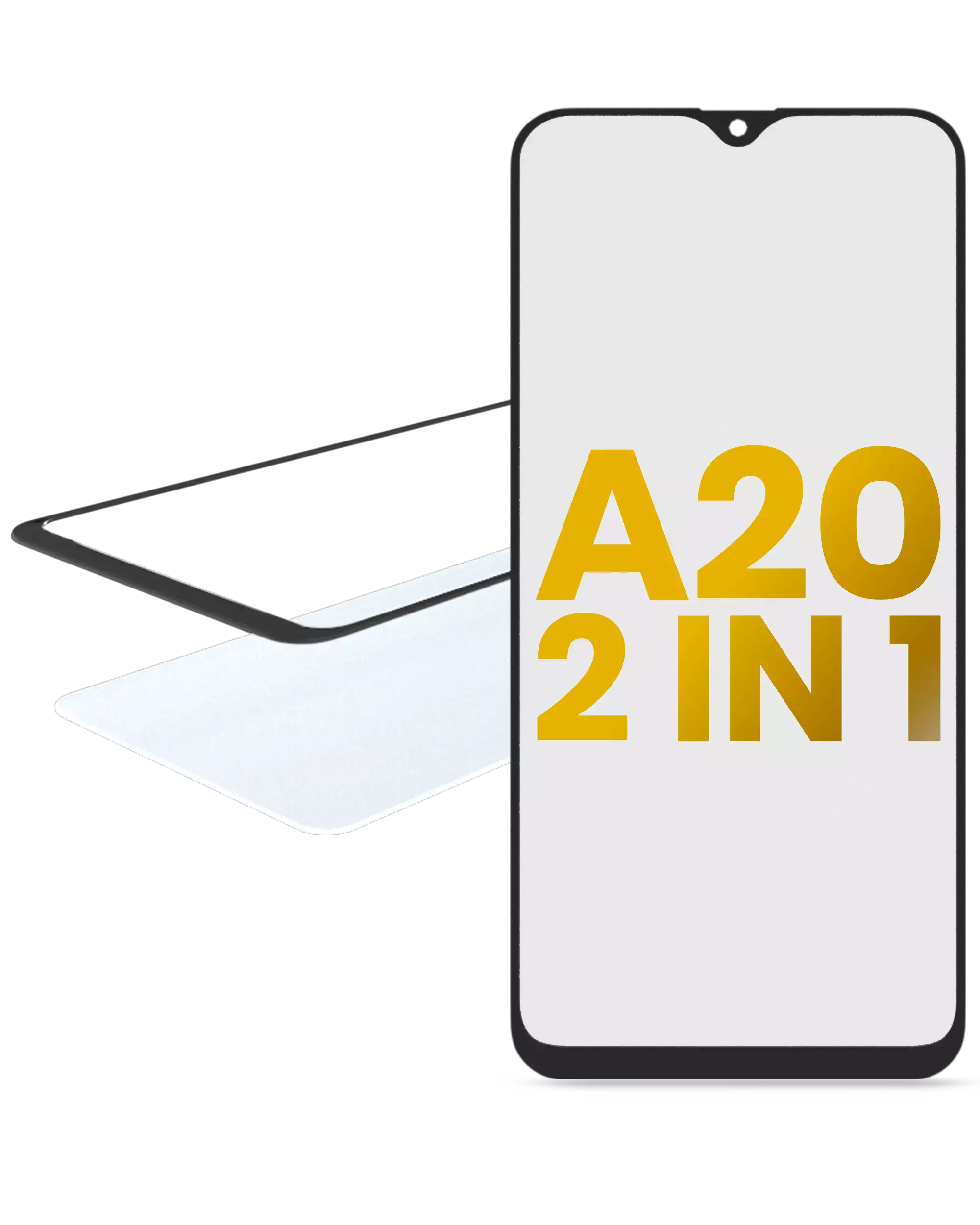2 in 1 Vetro frontale con OCA preinstallato per Samsung Galaxy A20 (A205 / 2019)