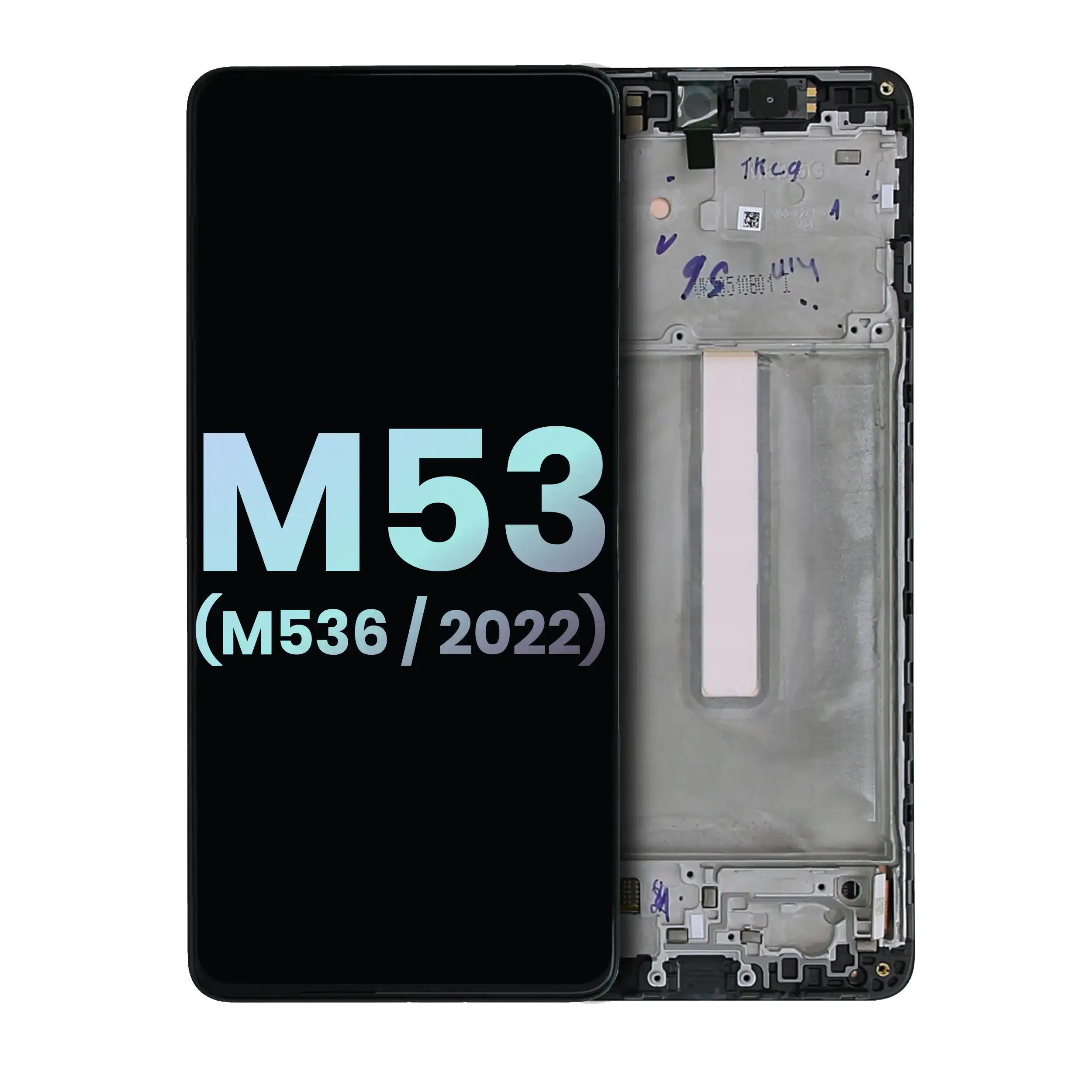 Display OLED completo con Frame per Samsung Galaxy M53 5G (M536 / 2022) (Service Pack) (tutti i colori)