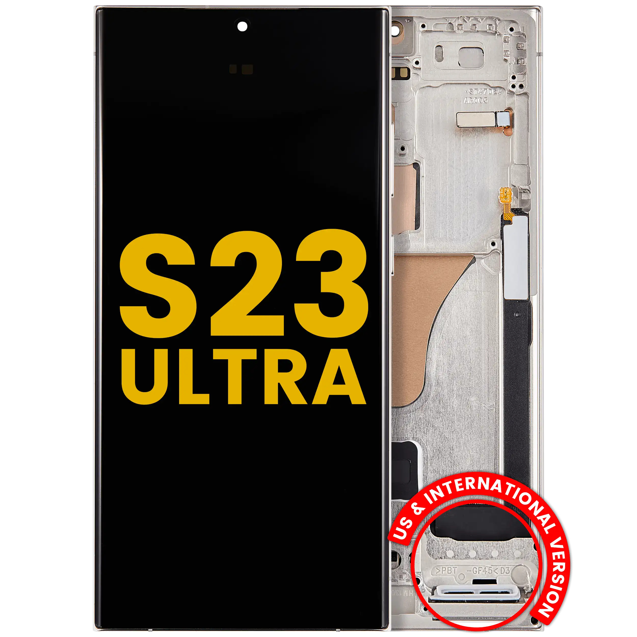 Display OLED completo con Frame per Samsung Galaxy S23 Ultra (US e International) (Refurbished) (Cream)
