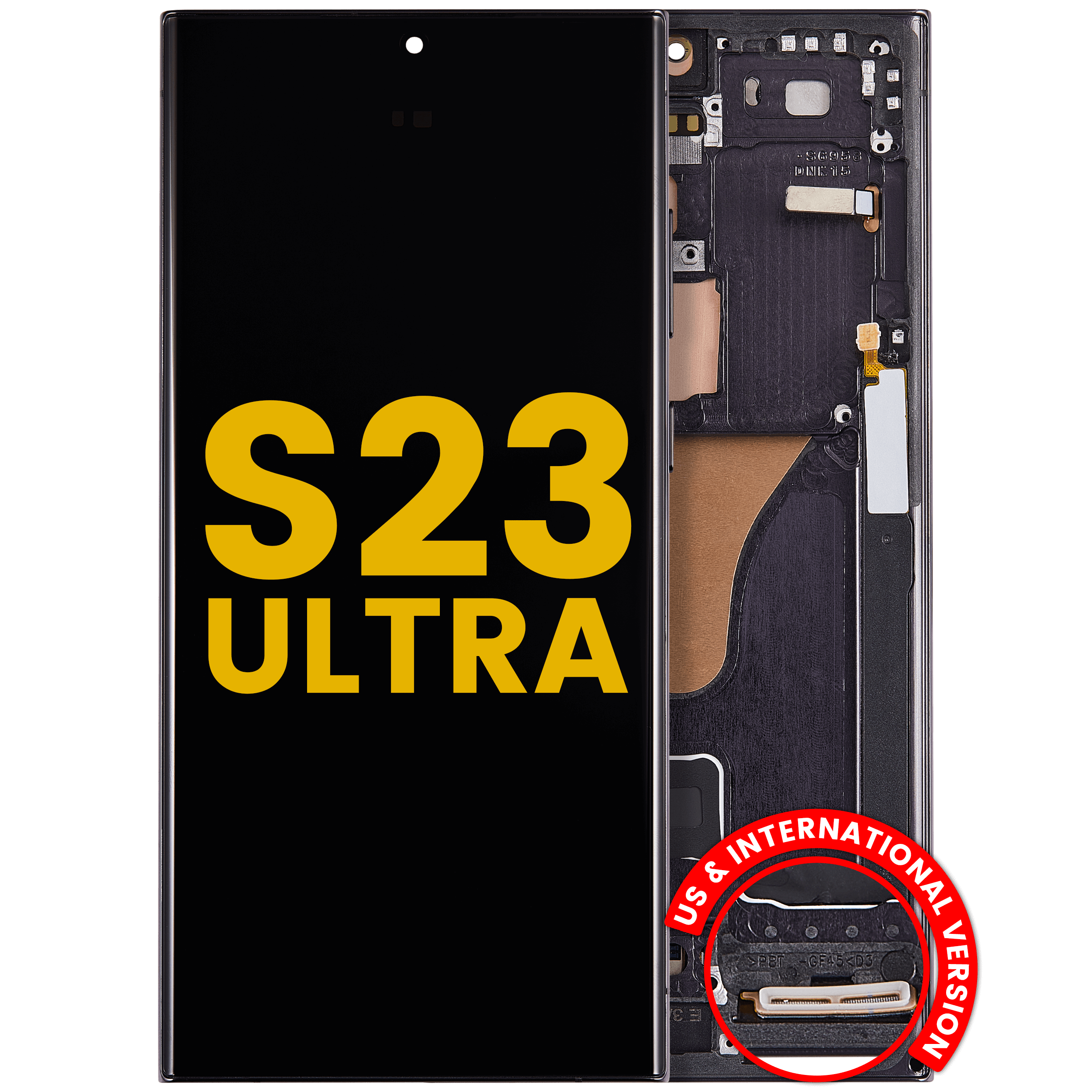 Display OLED completo con Frame per Samsung Galaxy S23 Ultra (US e International) (Refurbished) (Phantom Nero)