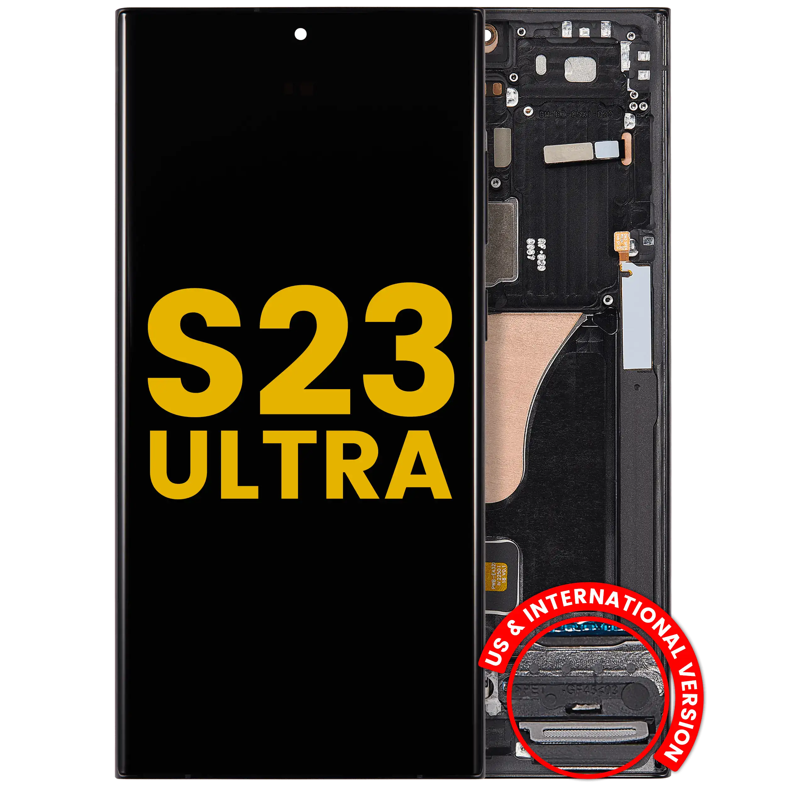 Display OLED completo con Frame per Samsung Galaxy S23 Ultra (US e International) (Refurbished) (Grafite / Rosso)