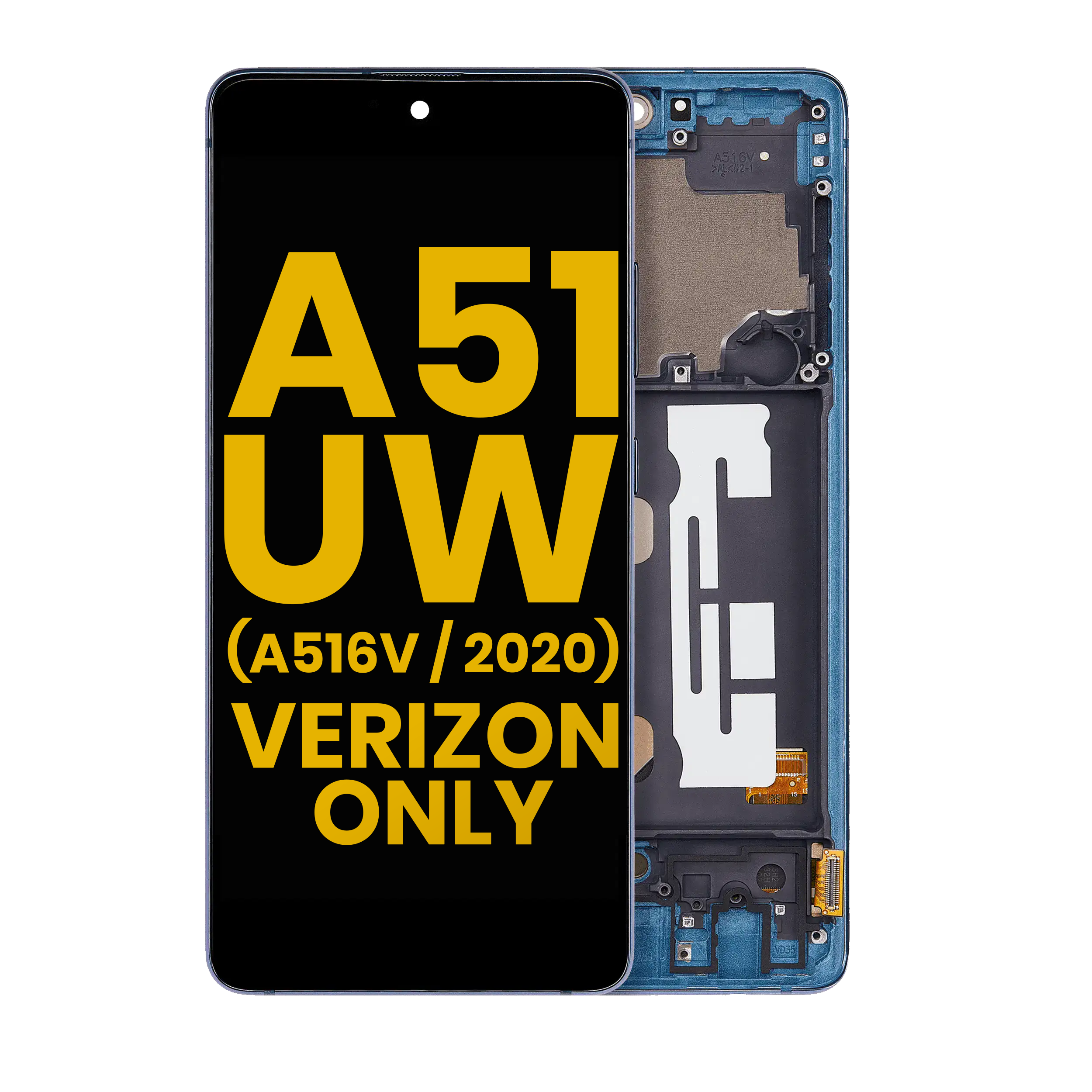 Display OLED completo con Frame per Samsung Galaxy A51 5G UW (A516V / 2020) (Verizon 5G UW Frame Only) (Refurbished) (Prism Bricks Blu)