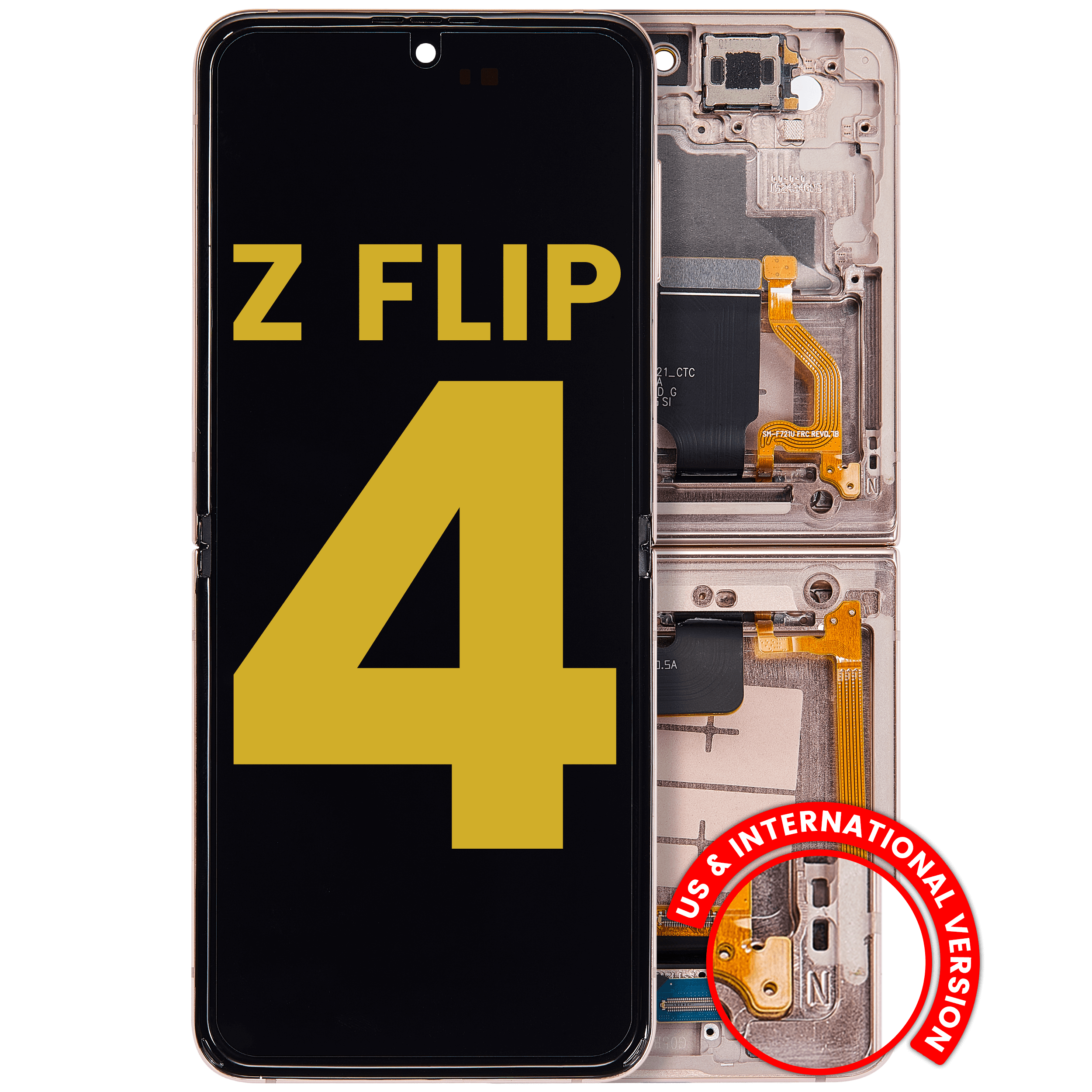 Inner Display OLED completo con Frame per Samsung Galaxy Z Flip 4 5G (US e International Version) (Refurbished) (Rosa Oro)
