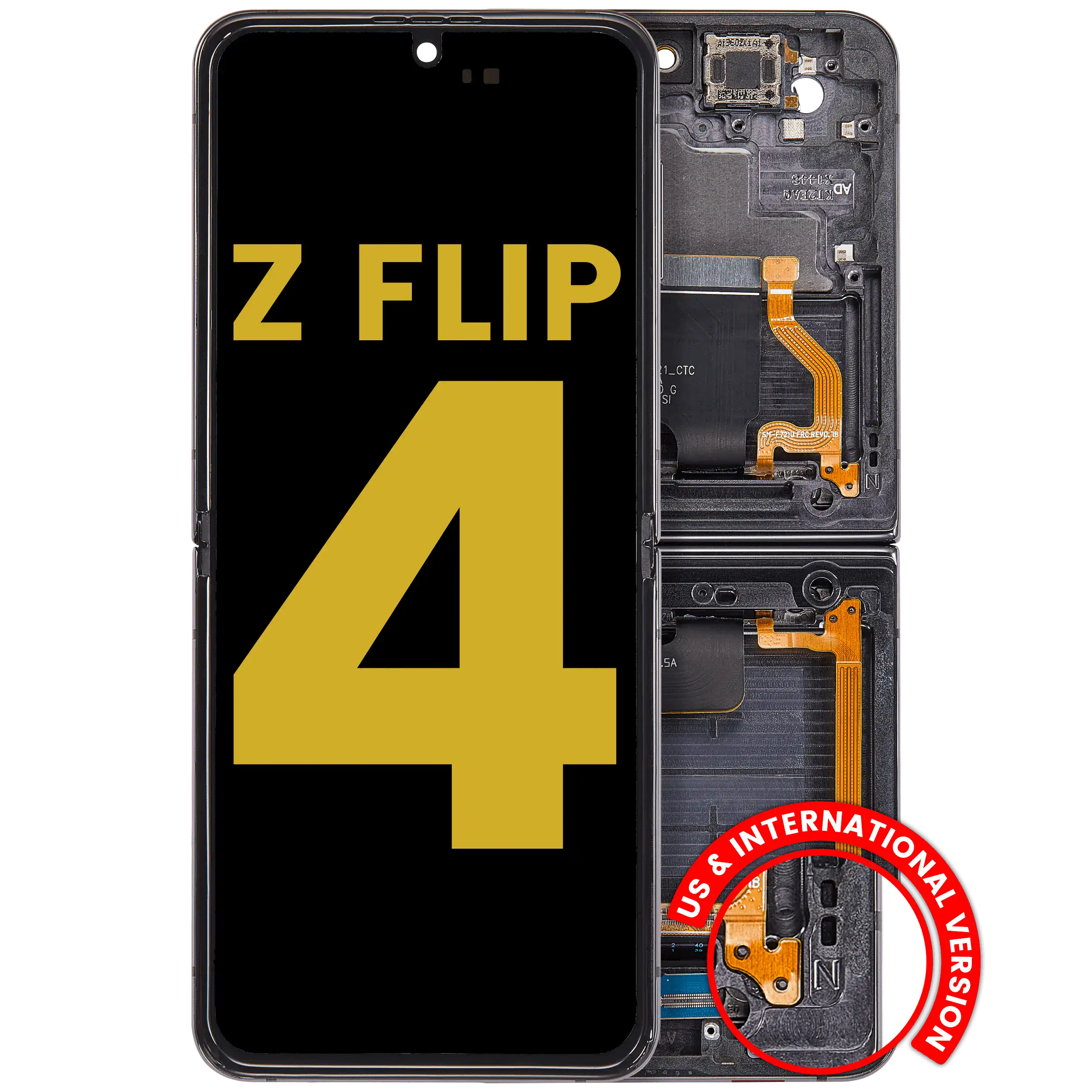 Inner Display OLED completo con Frame per Samsung Galaxy Z Flip 4 5G (US e International Version) (Refurbished) (Grafite)