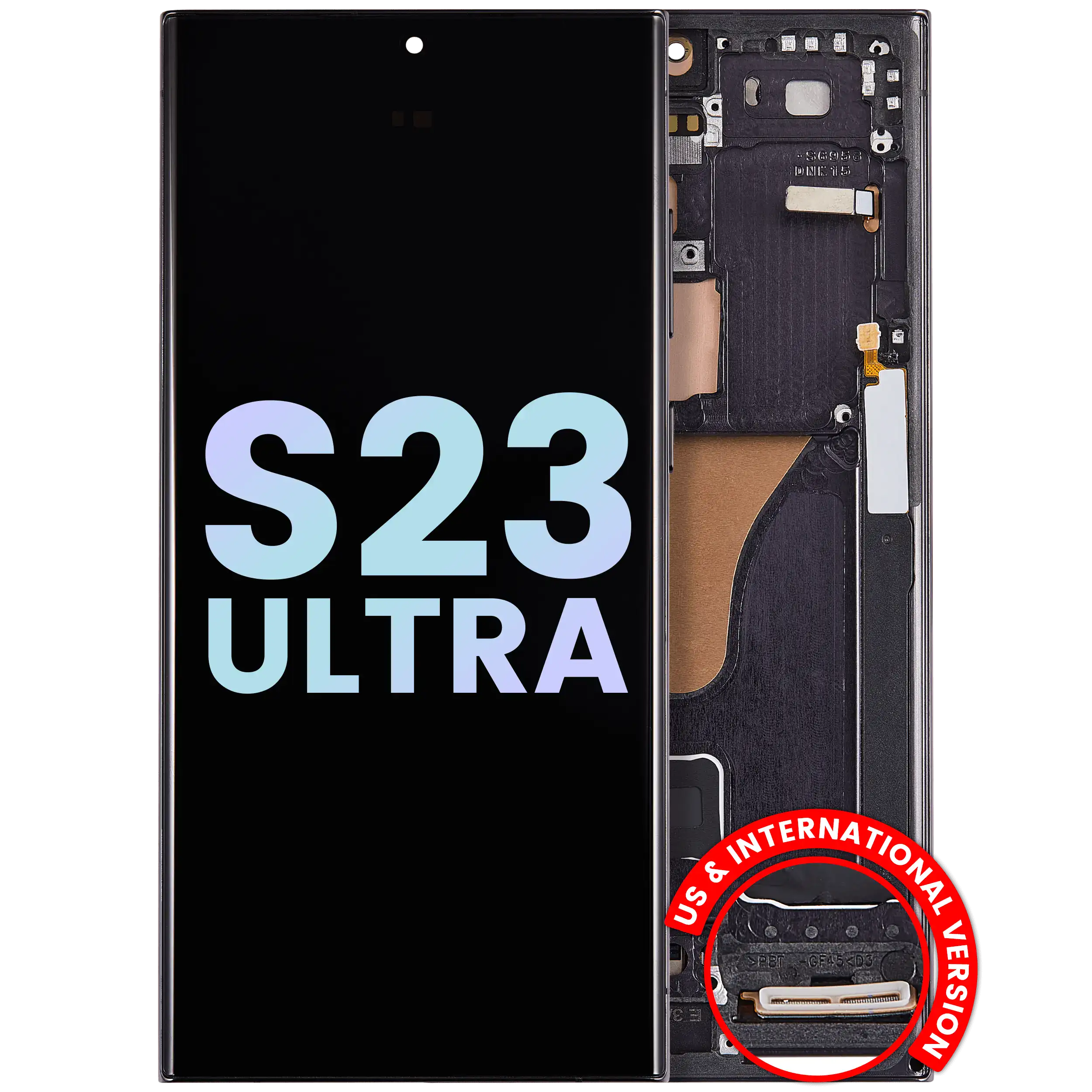 Display OLED completo con Frame per Samsung Galaxy S23 Ultra 5G (US e International) (Service Pack) (Phantom Nero)