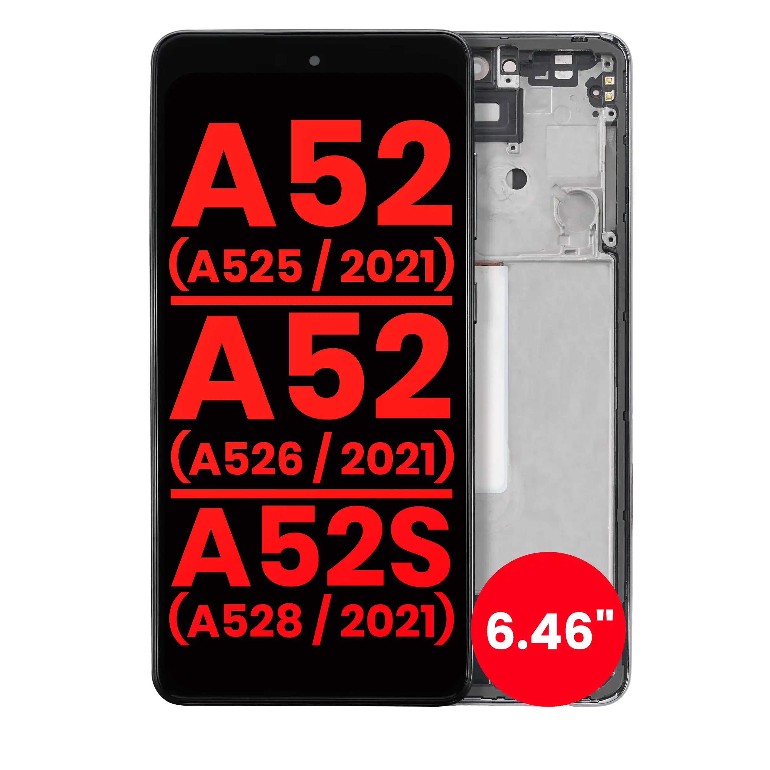 Display OLED completo con Frame per Samsung Galaxy A52 4G (A525 / 2021) / A52 5G (A526 / 2021) / A52S 5G (A528 / 2021) (6.46") (Awesome Nero)