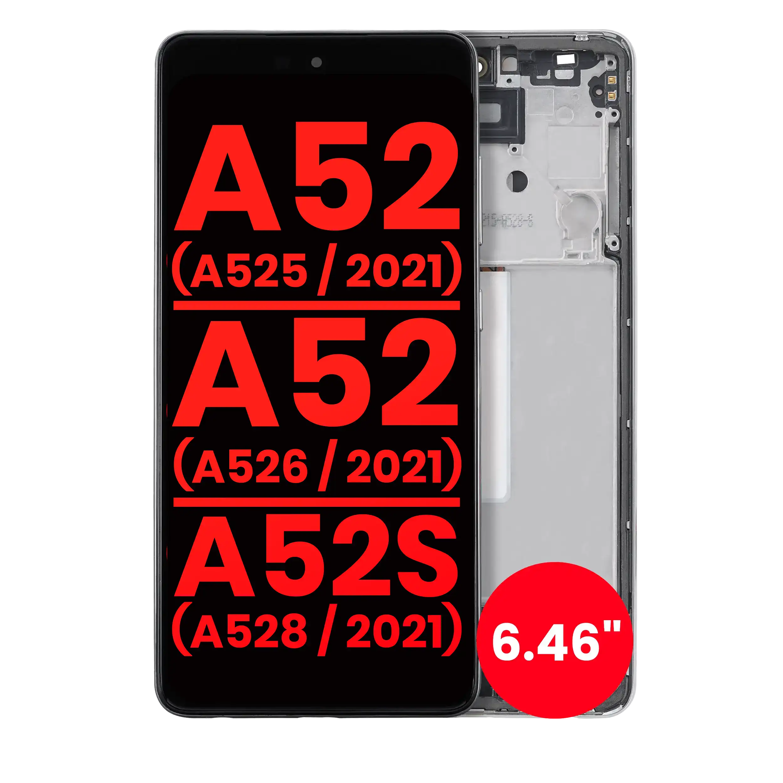 Display OLED completo con Frame per Samsung Galaxy A52 4G (A525 / 2021) / A52 5G (A526 / 2021) / A52S 5G (A528 / 2021) (6.46") (Awesome Bianco)