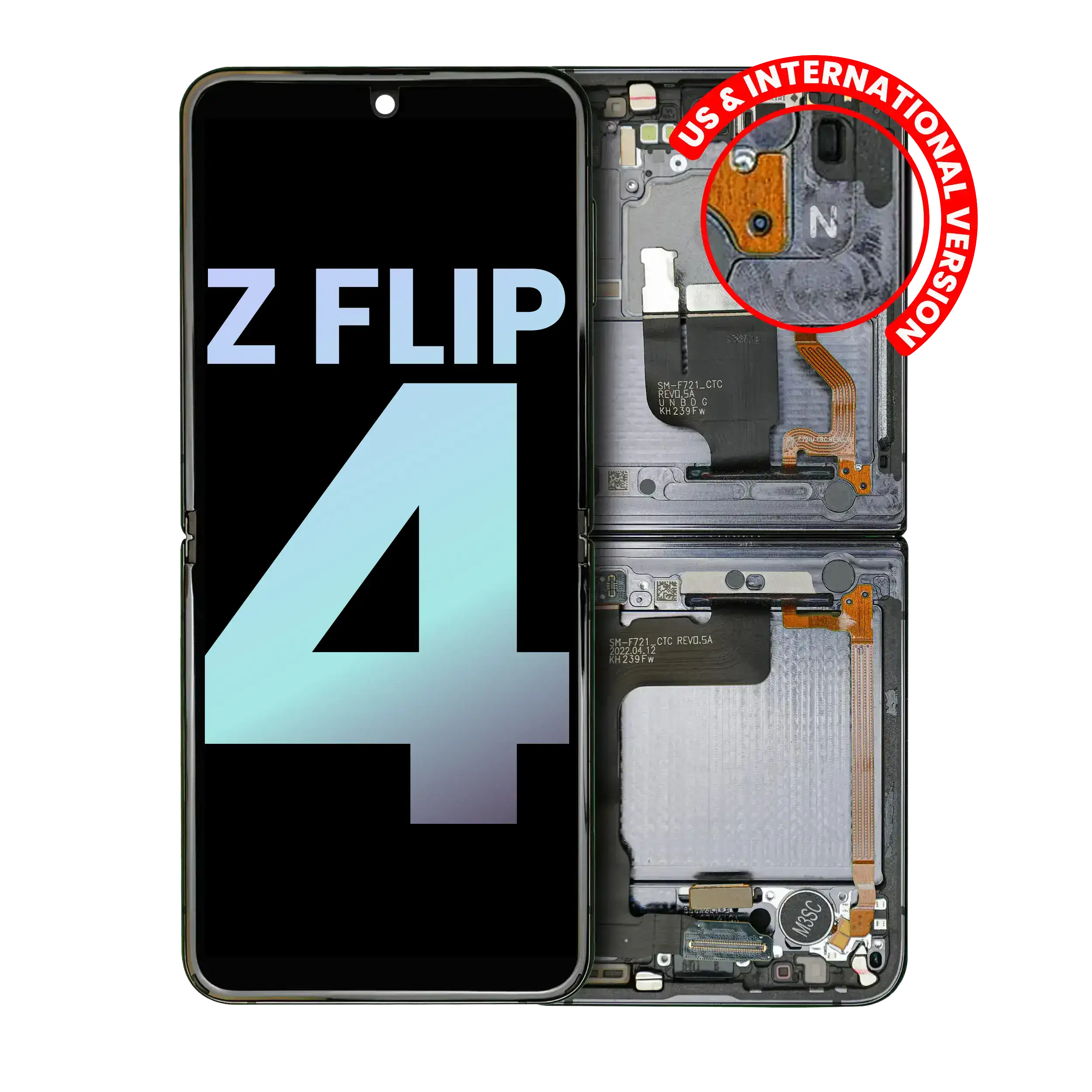 Inner Display OLED completo con Frame per Samsung Galaxy Z Flip 4 5G (US e International) (Service Pack) (Grafite)