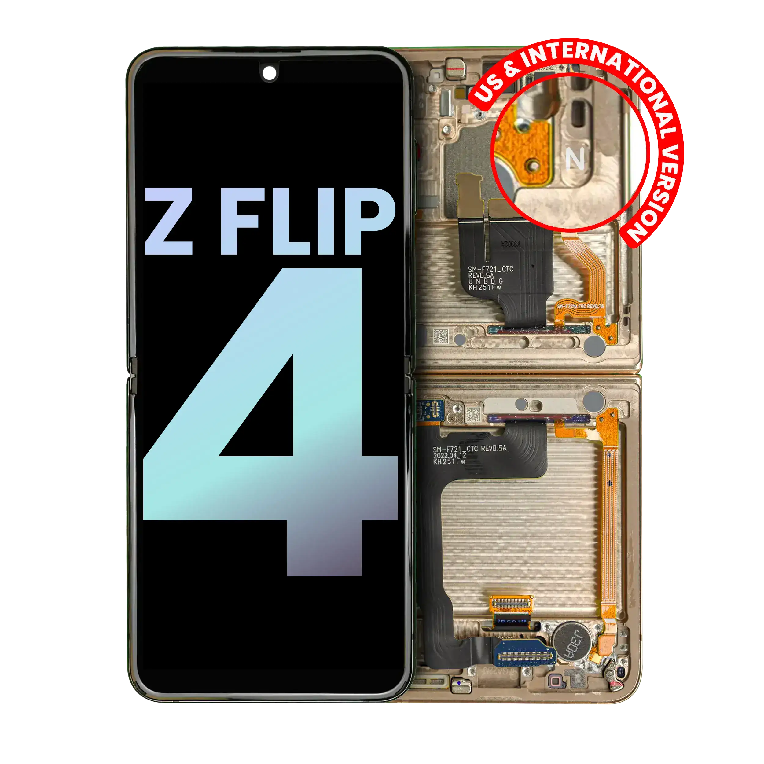 Inner Display OLED completo con Frame per Samsung Galaxy Z Flip 4 5G (US e International) (Service Pack) (Giallo)