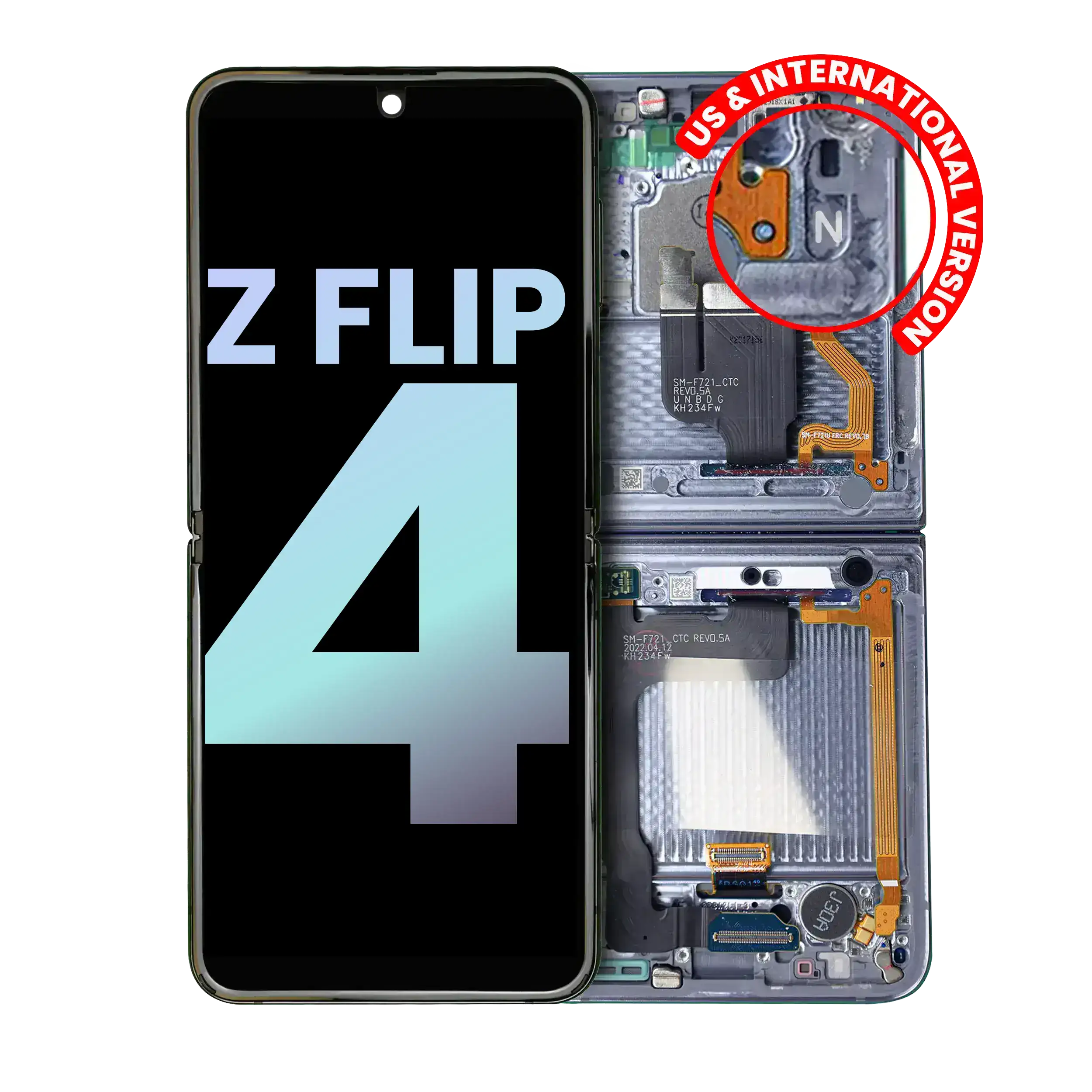 Inner Display OLED completo con Frame per Samsung Galaxy Z Flip 4 5G (US e International) (Service Pack) (Blu)