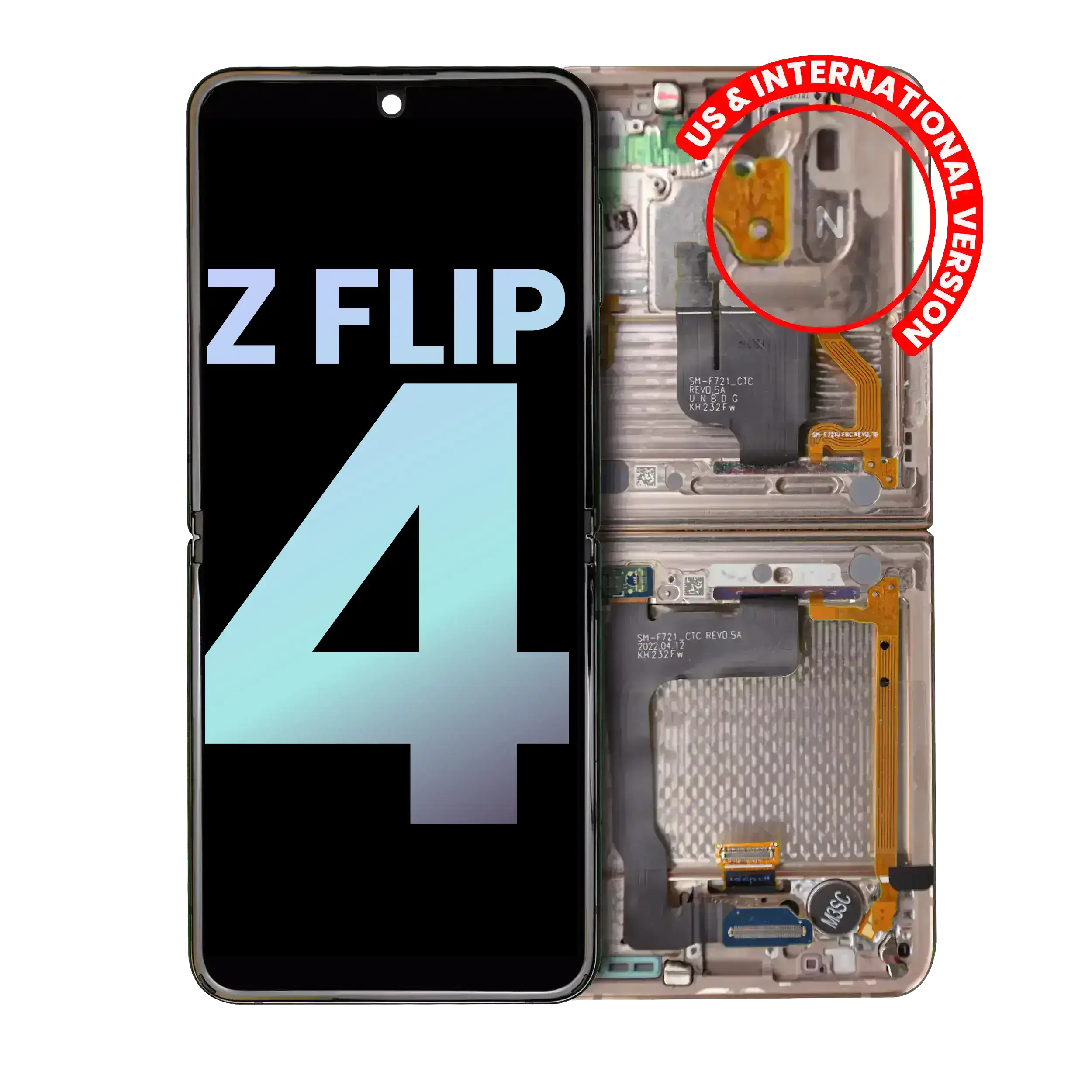 Inner Display OLED completo con Frame per Samsung Galaxy Z Flip 4 5G (US e International) (Service Pack) (Rosa Oro)