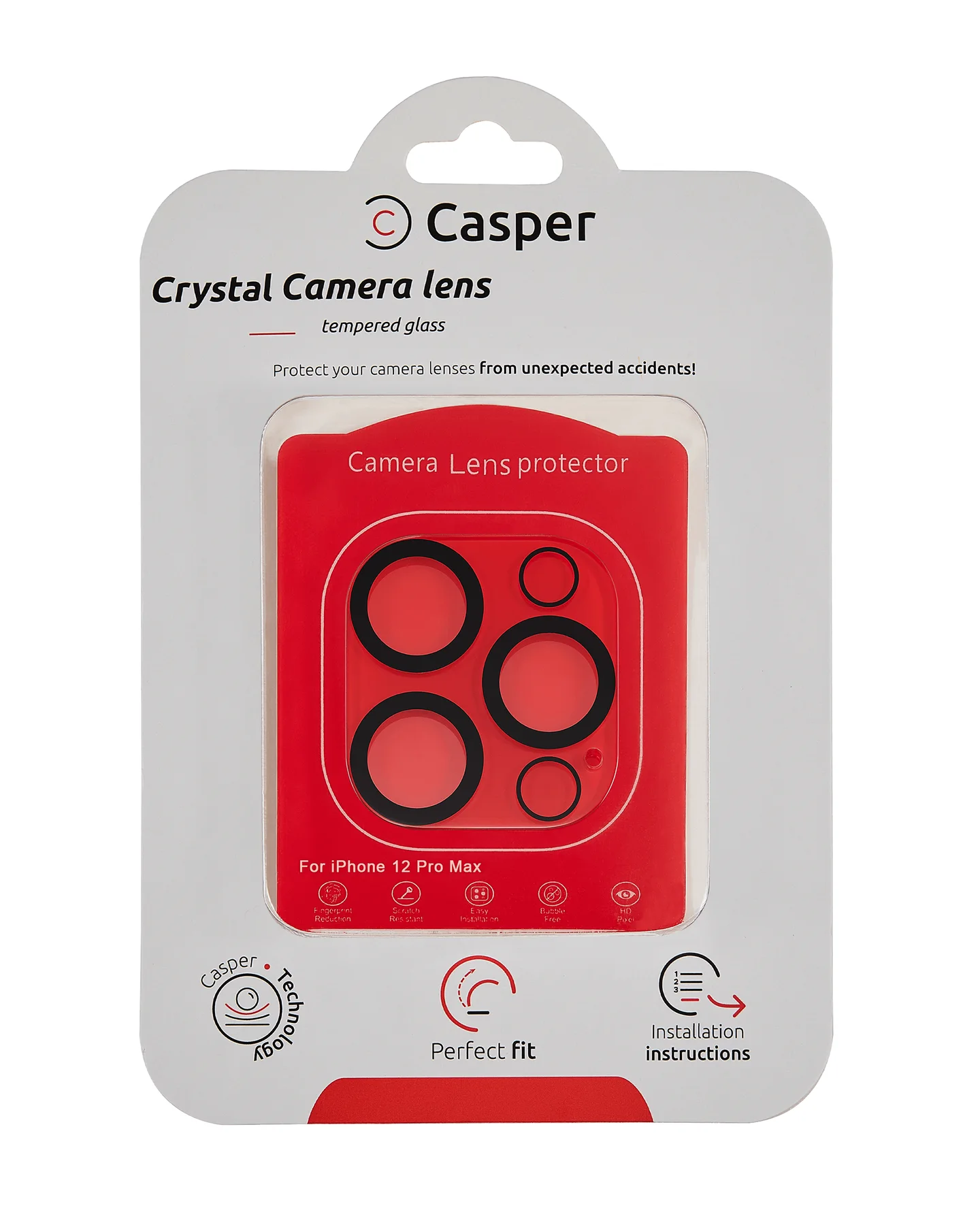 Casper Vetro fotocamera Protector per iPhone 12 Pro Max (Crystal Full Cover)