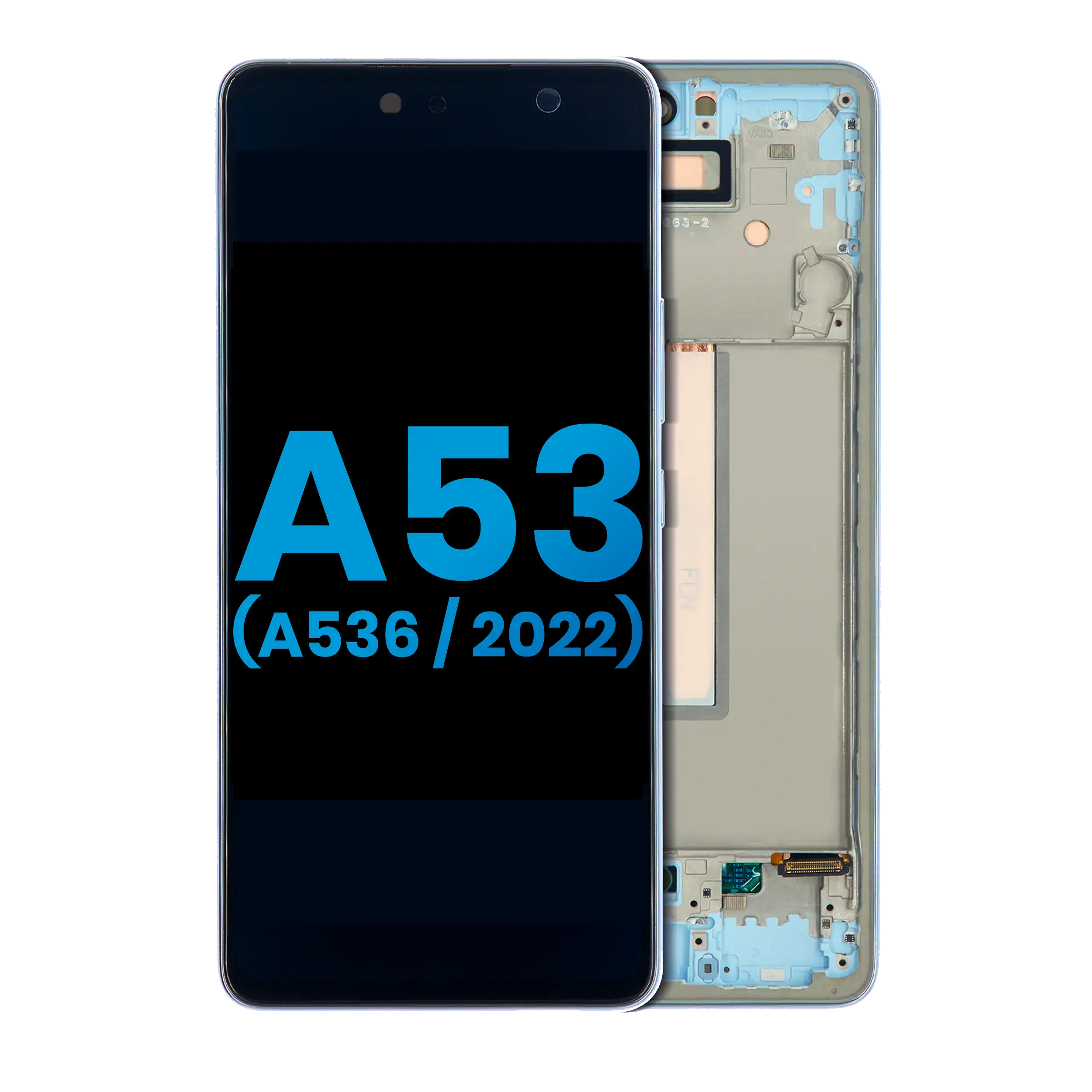 Display LCD completo con Frame per Samsung Galaxy A53 5G (A536 / 2022) (senza Finger Print Sensore) (Aftermarket: Incell) (Blu)