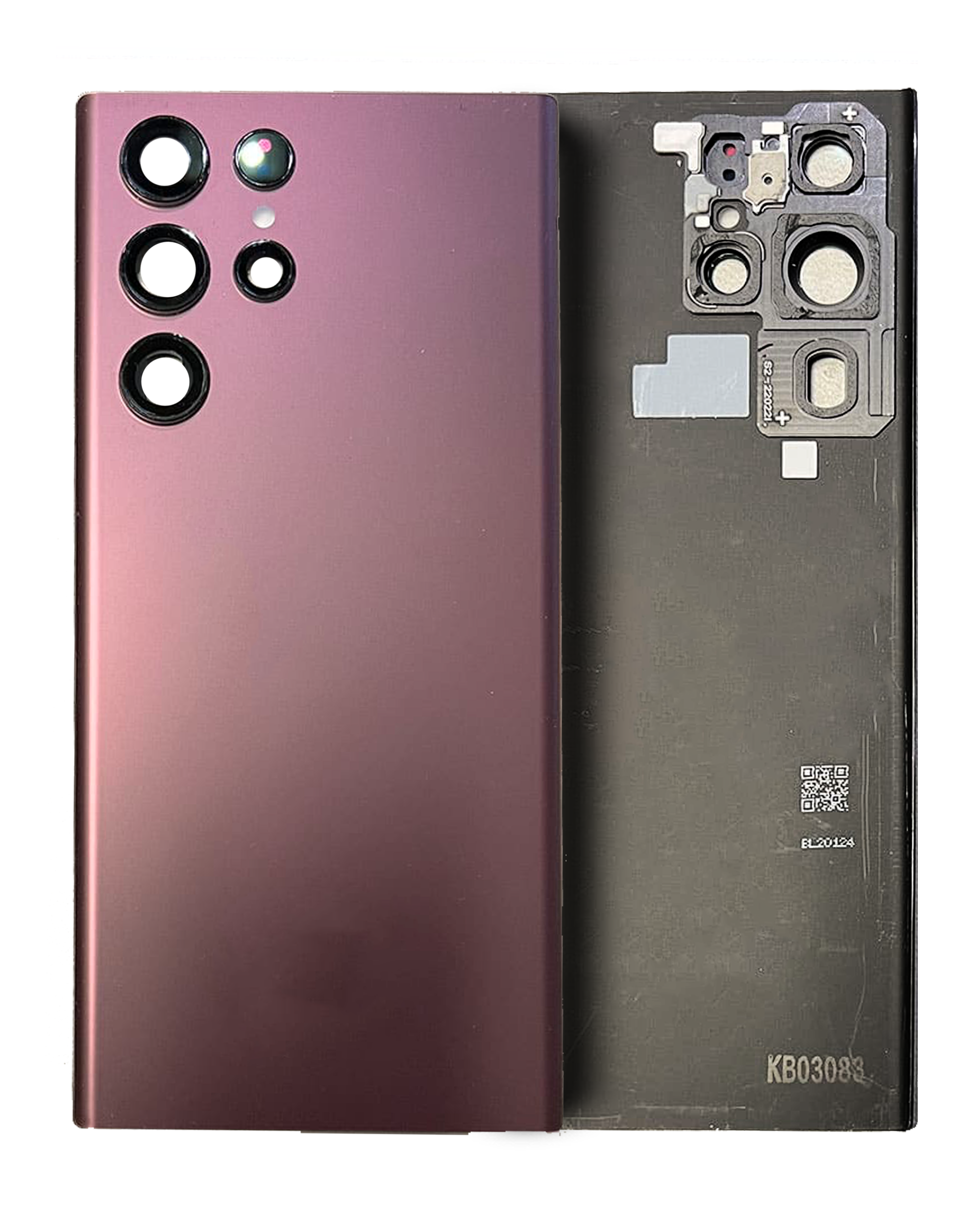 vetro cover posteriore con Vetro fotocamera per Samsung Galaxy S22 Ultra (Service Pack) (Burgundy)