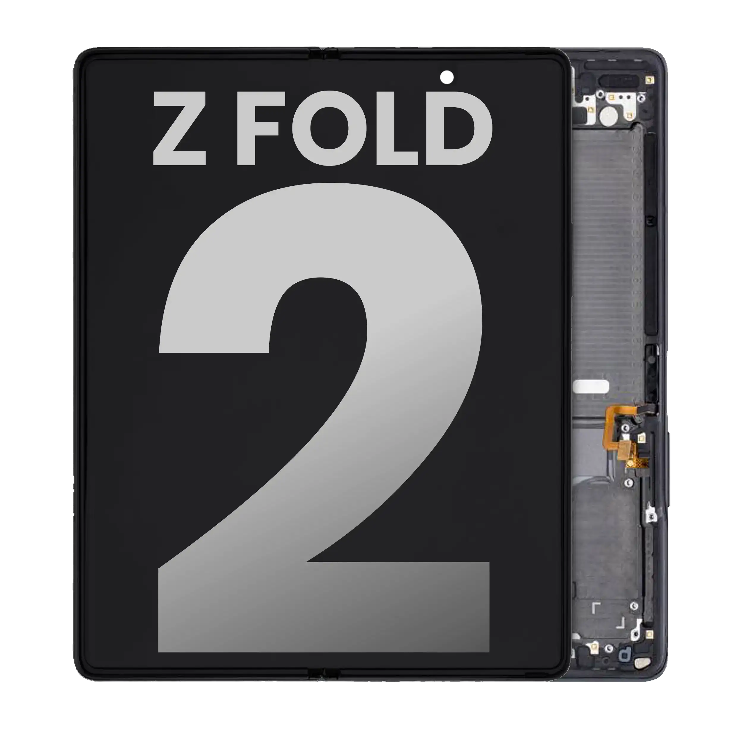 Inner Display OLED completo con Frame per Samsung Galaxy Z Fold 2 5G (Used Service Pack Pull: Grade B/C) (US e International) (Mystic Nero)