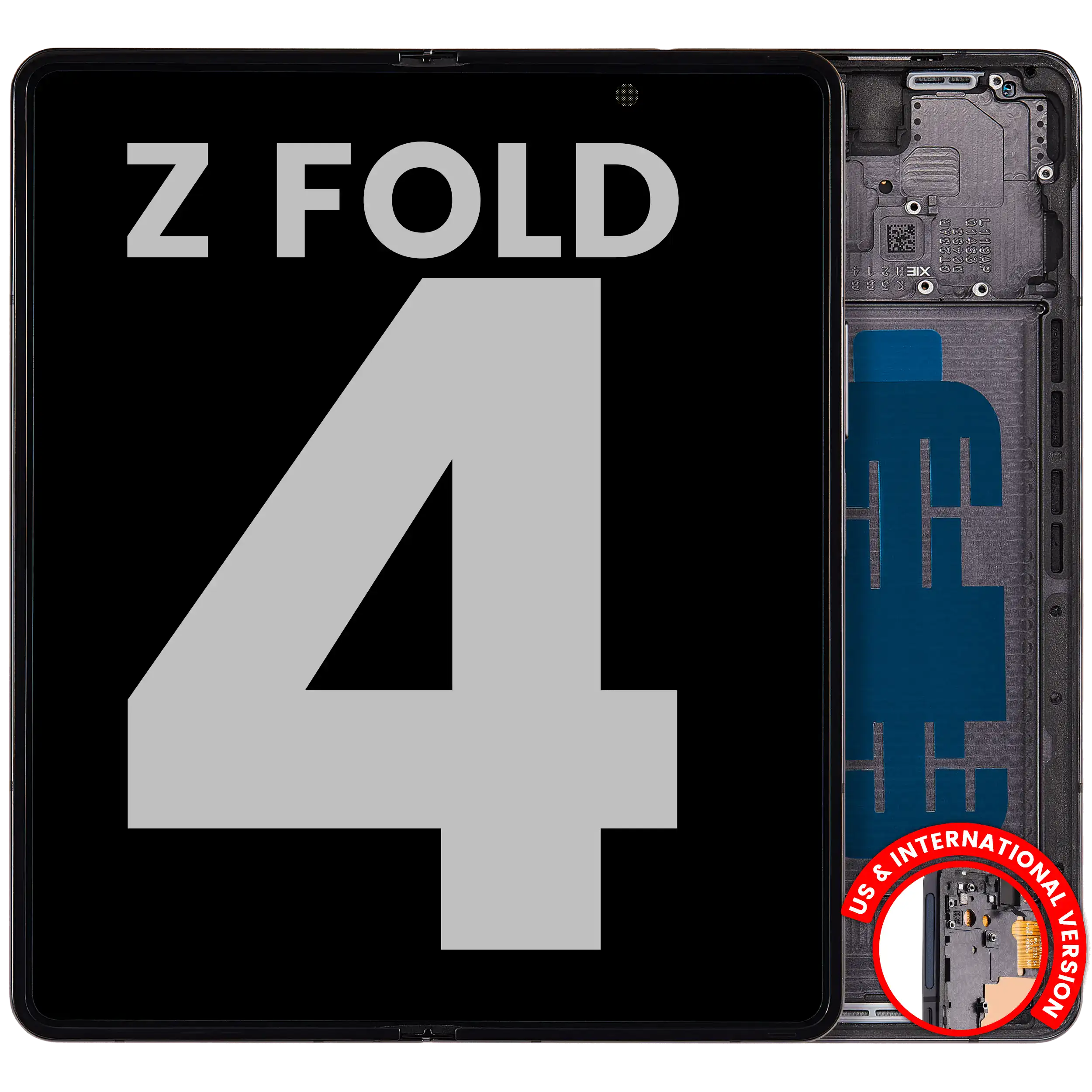 Inner Display OLED completo con Frame per Samsung Galaxy Z Fold 4 5G (US e International) (Used Service Pack Pull: Grade B/C) (Phantom Nero)