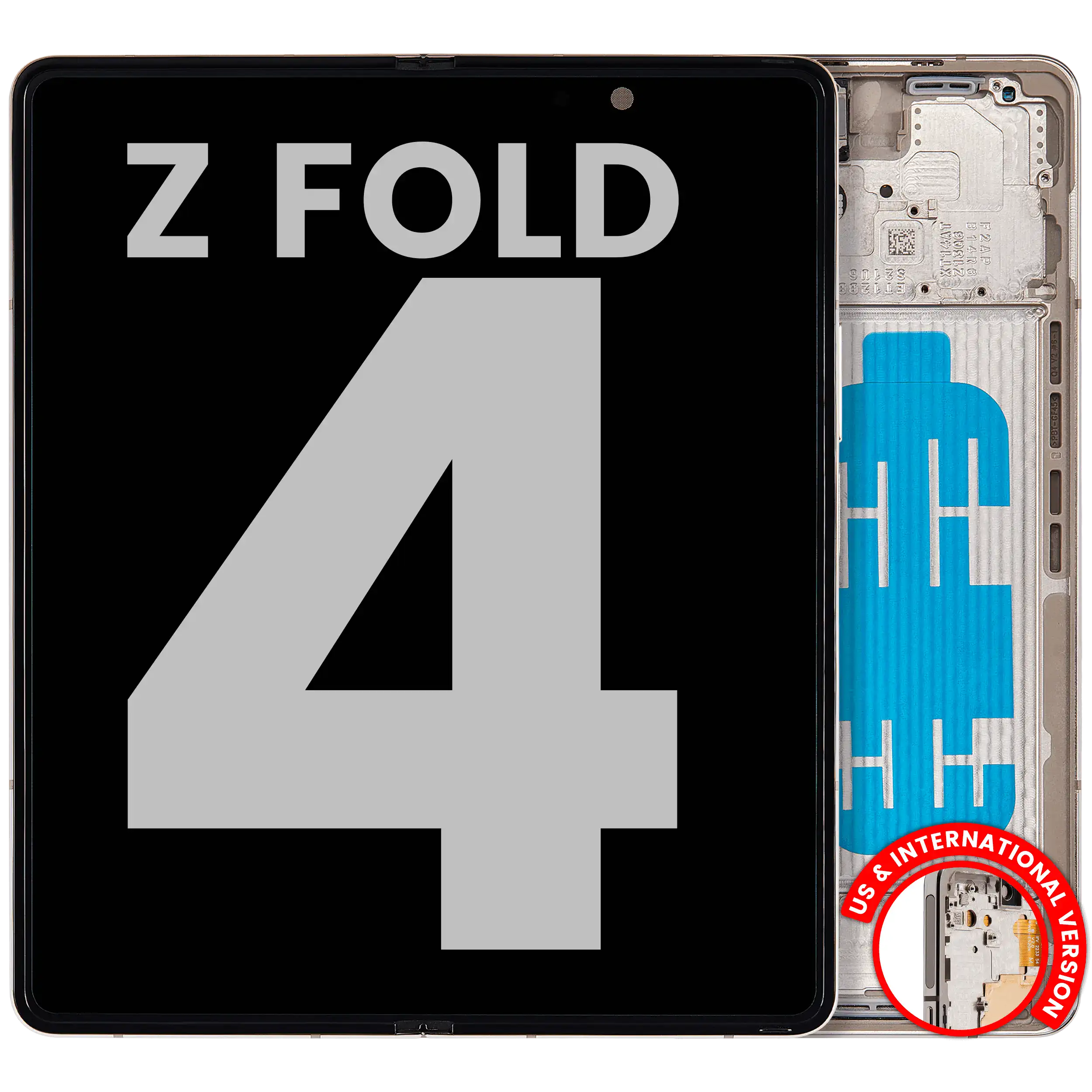Inner Display OLED completo con Frame per Samsung Galaxy Z Fold 4 5G (US e International) (Used Service Pack Pull: Grade B/C) (Beige)