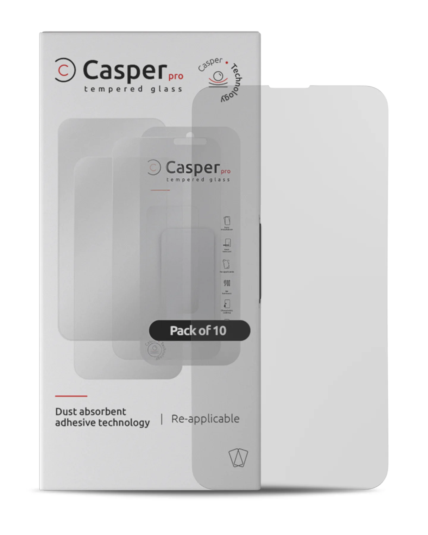Casper Pro Vetro temperato per iPhone 15 Plus / 16 Plus (10 pezzi) (Matte)
