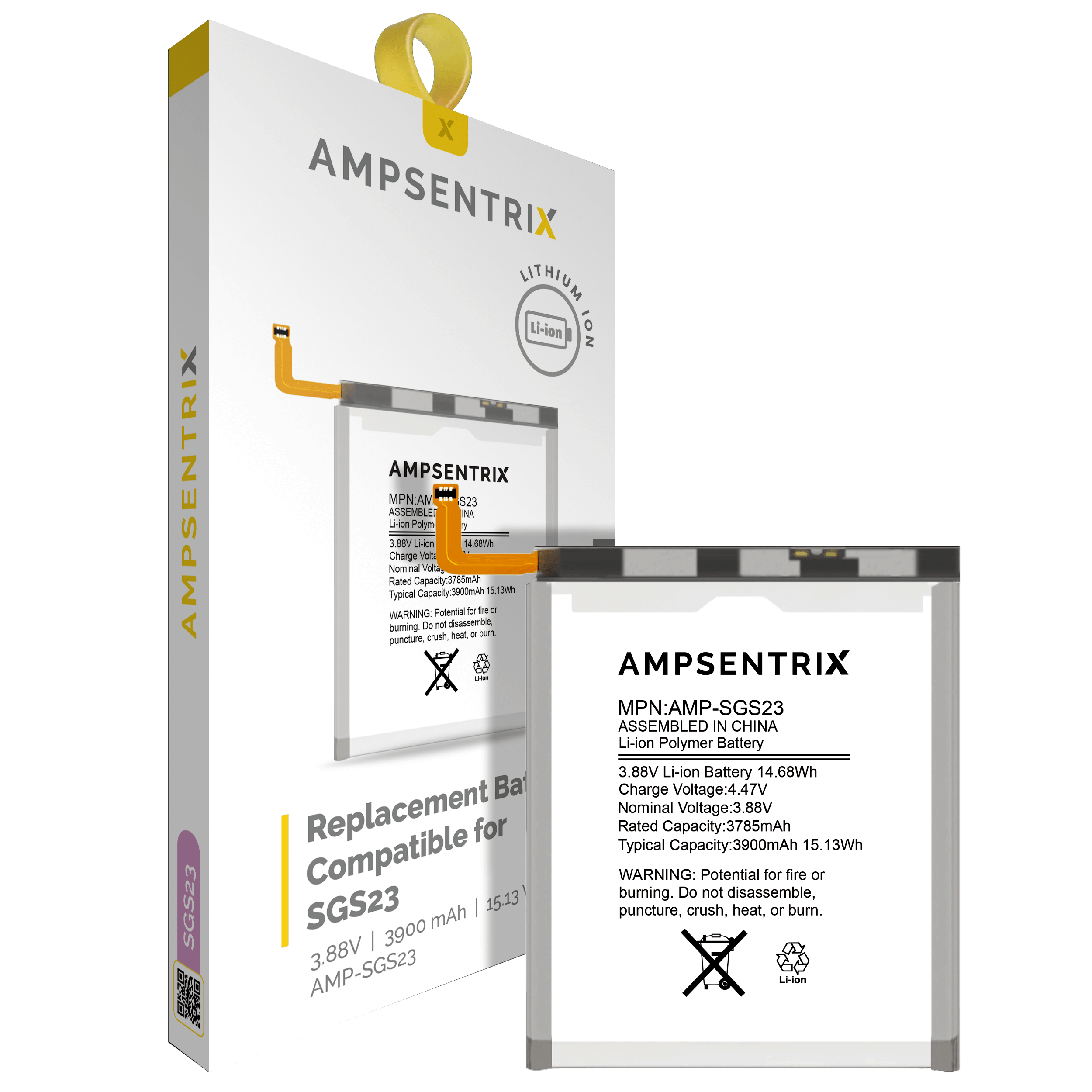 Batteria di ricambio per Samsung Galaxy S23 (AmpSentrix Pro)