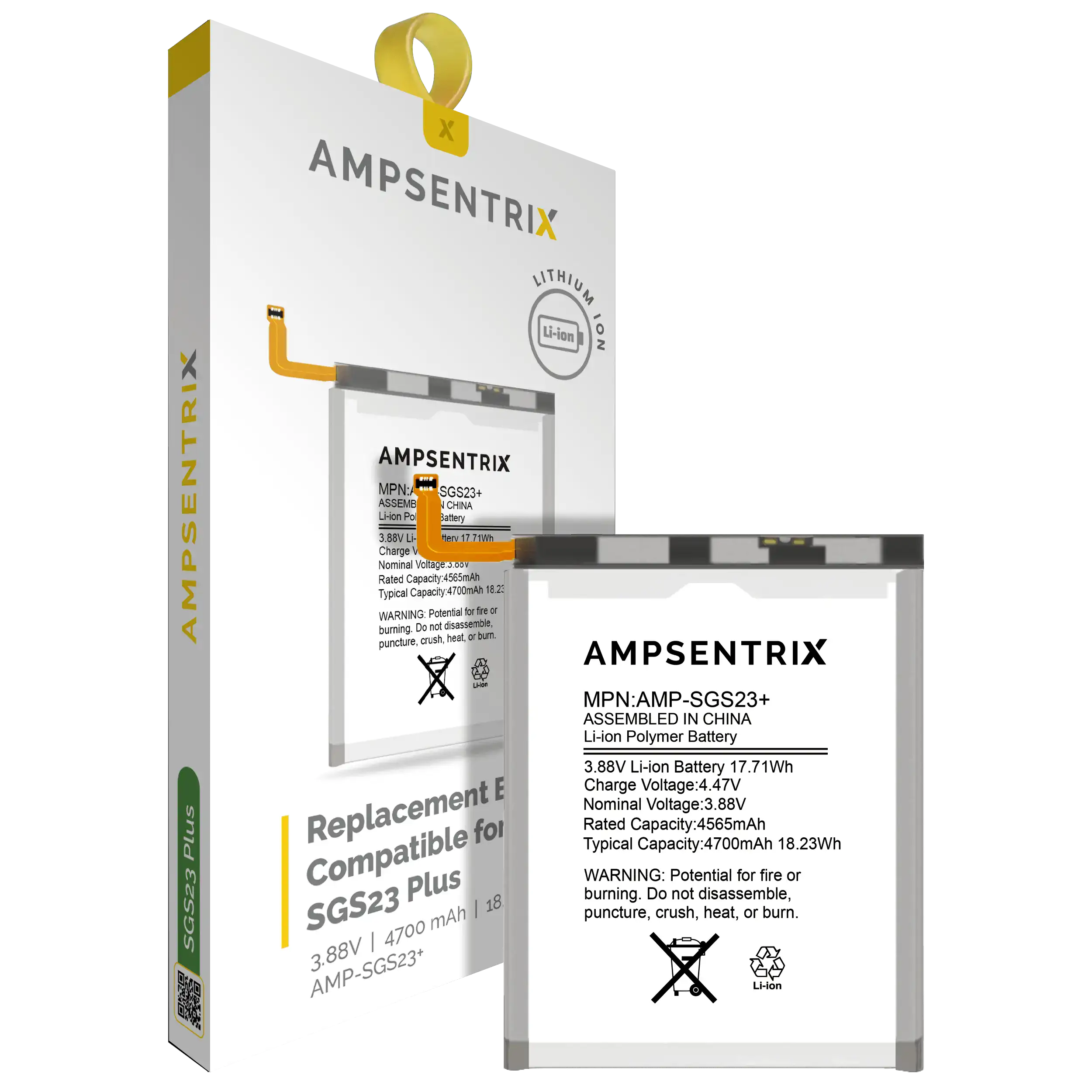 Batteria di ricambio per Samsung Galaxy S23 Plus (AmpSentrix Pro)