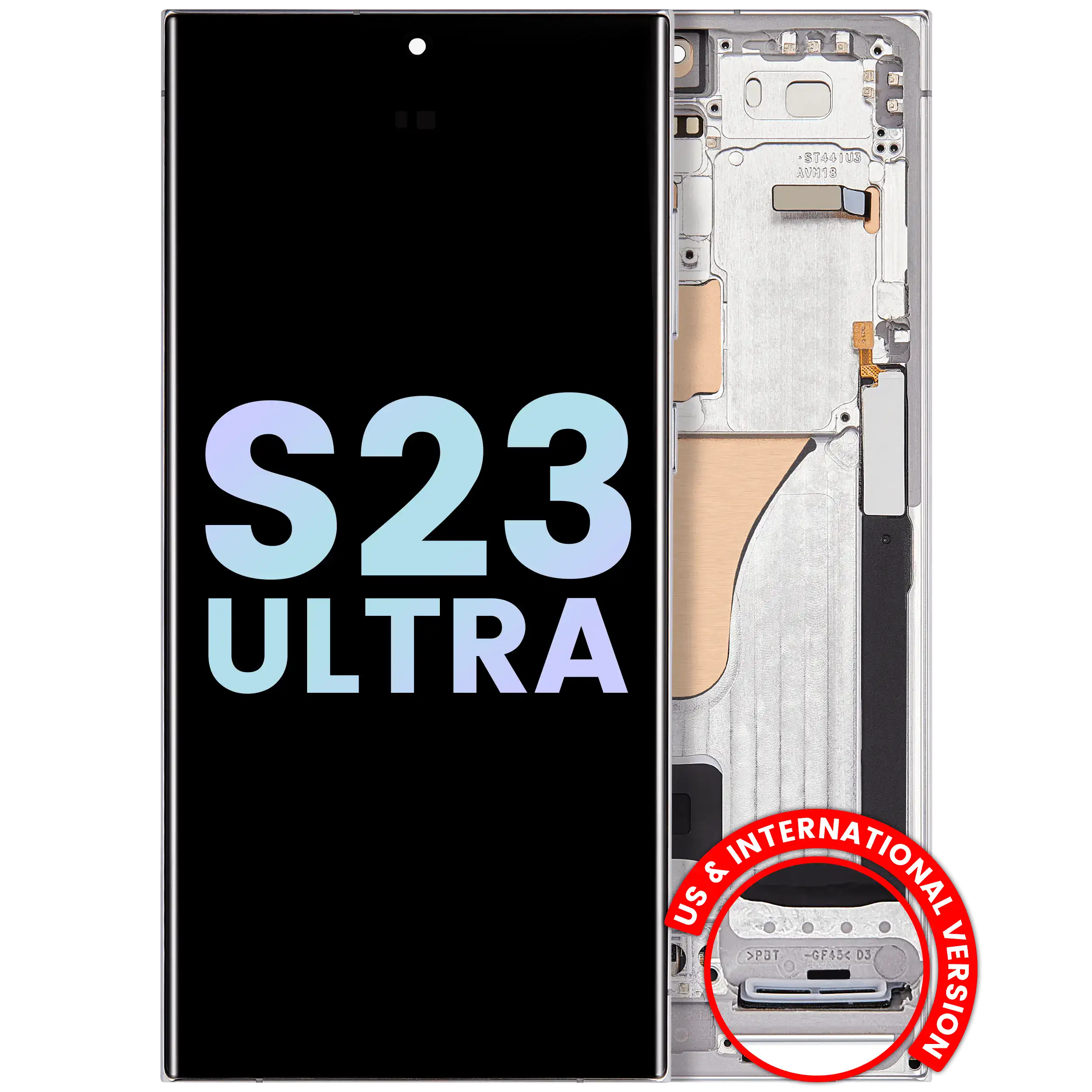 Display OLED completo con Frame per Samsung Galaxy S23 Ultra 5G (US e International) (Service Pack) (Blu cielo e Lime)