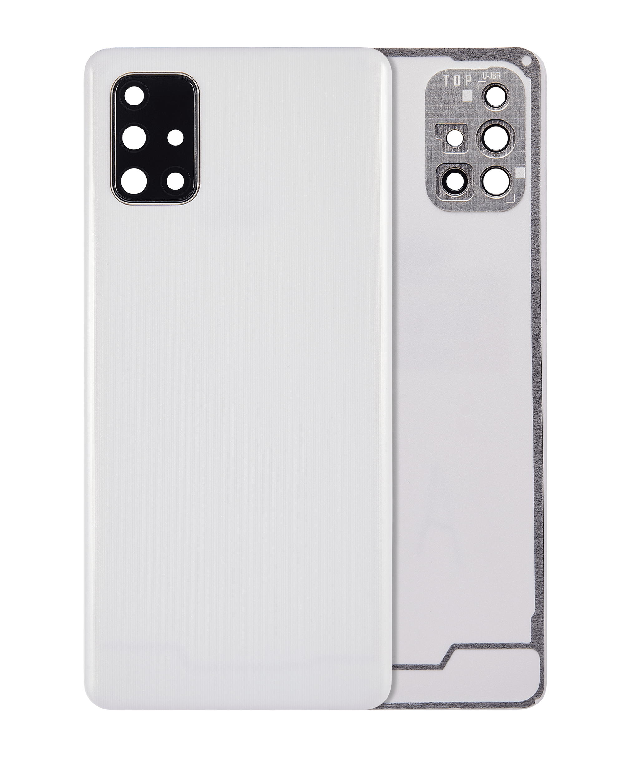 vetro cover posteriore con Vetro fotocamera per Samsung Galaxy A71 (A715 / 2020) (Aftermarket Plus) ( Prism Crush Argento)