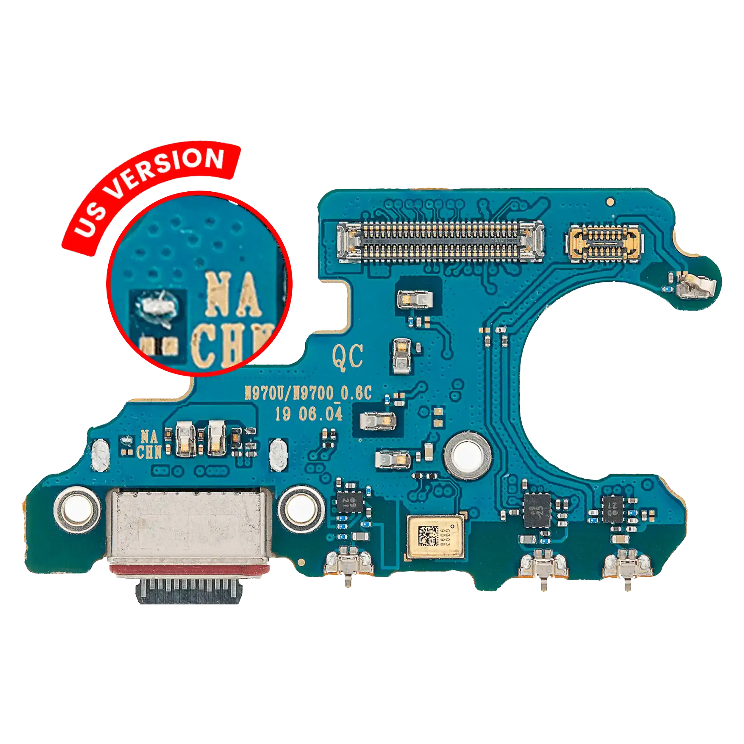 Connettore di ricarica con scheda per Samsung Galaxy Note 10 (N970U) (US Version) (Service Pack)