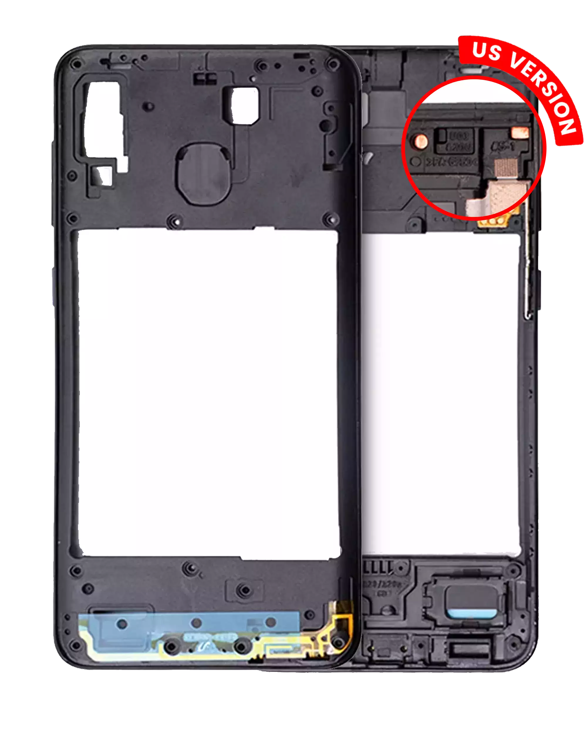 Frame centrale per Samsung Galaxy A20 (A205 / 2019) (US Version) (Nero)