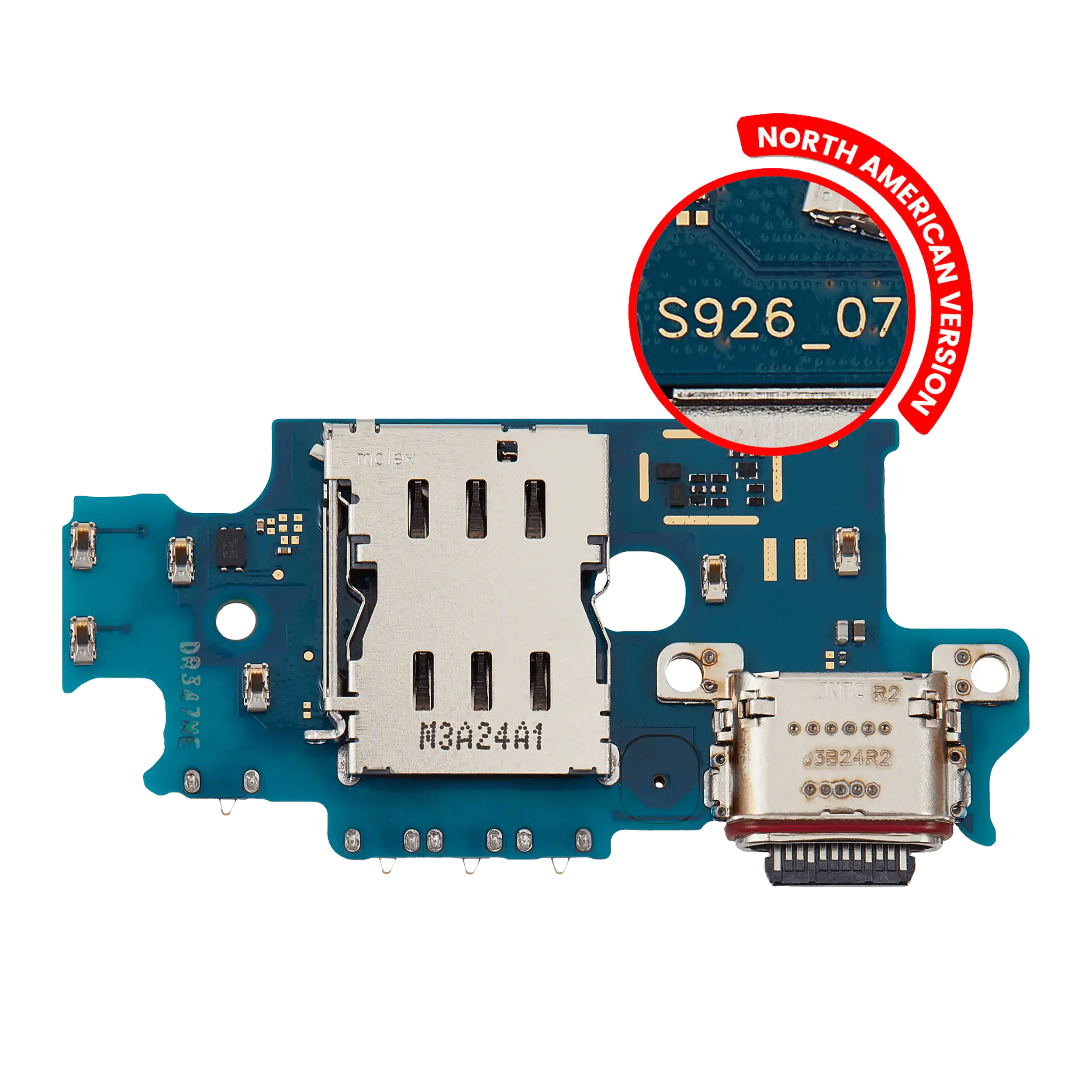 Connettore di ricarica Scheda con Sim Card Reader per Samsung Galaxy S24 Plus 5G (S926U) (US Version) (Premium)