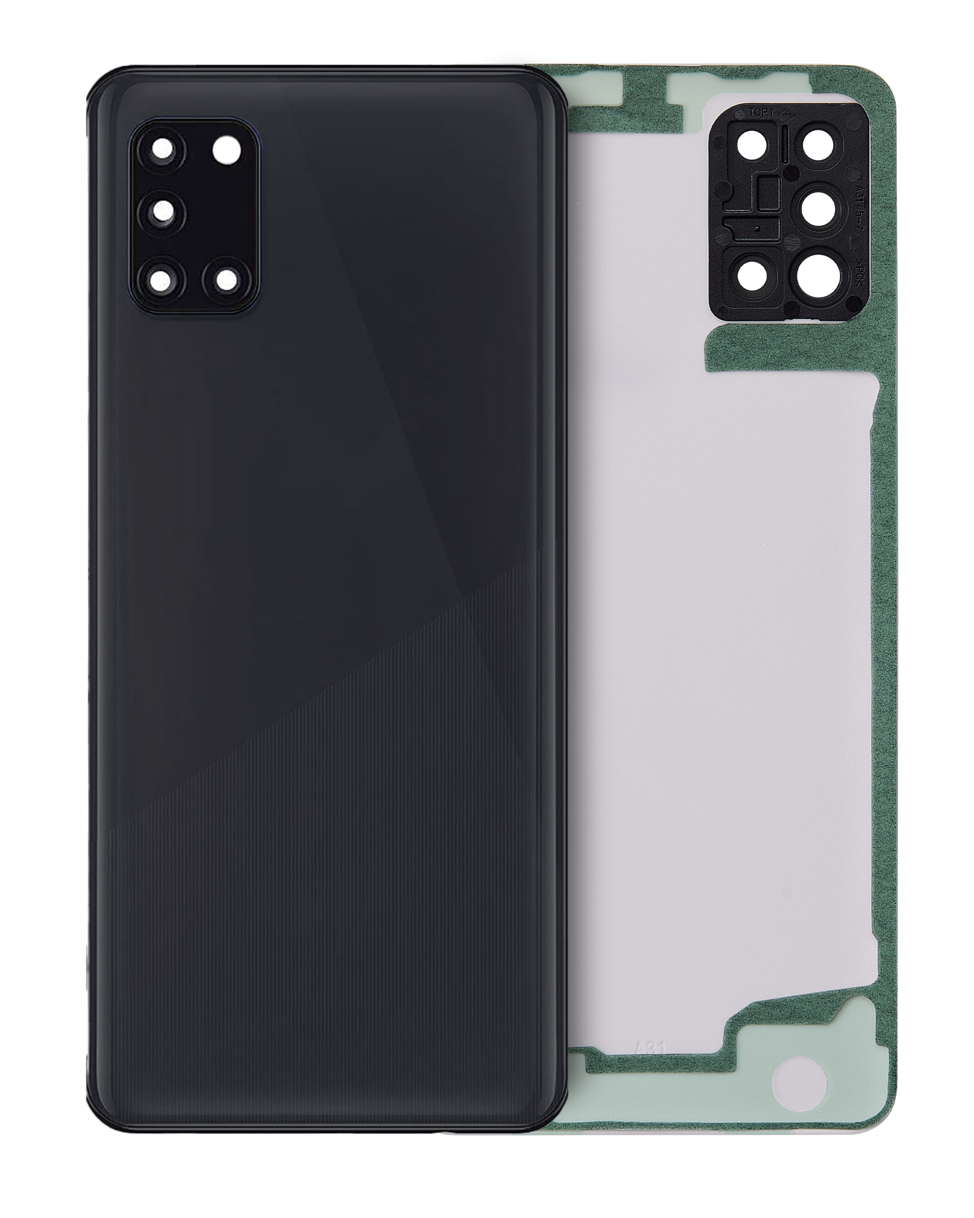 vetro cover posteriore con Vetro fotocamera per Samsung Galaxy A31 (A315 / 2020) (Service Pack) (Nero)