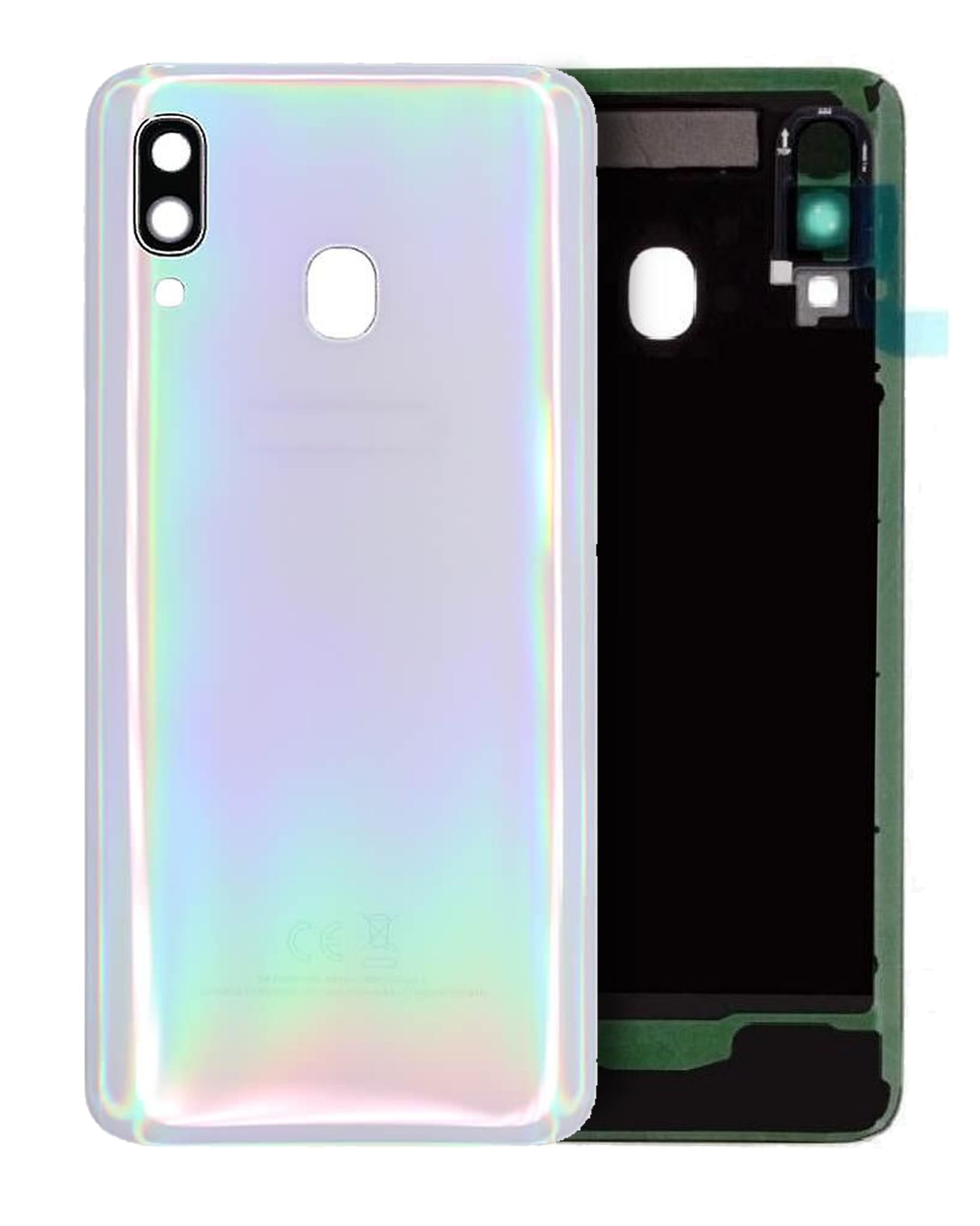 vetro cover posteriore con Vetro fotocamera per Samsung Galaxy A40 (A405 / 2019) (Service Pack) (Bianco)