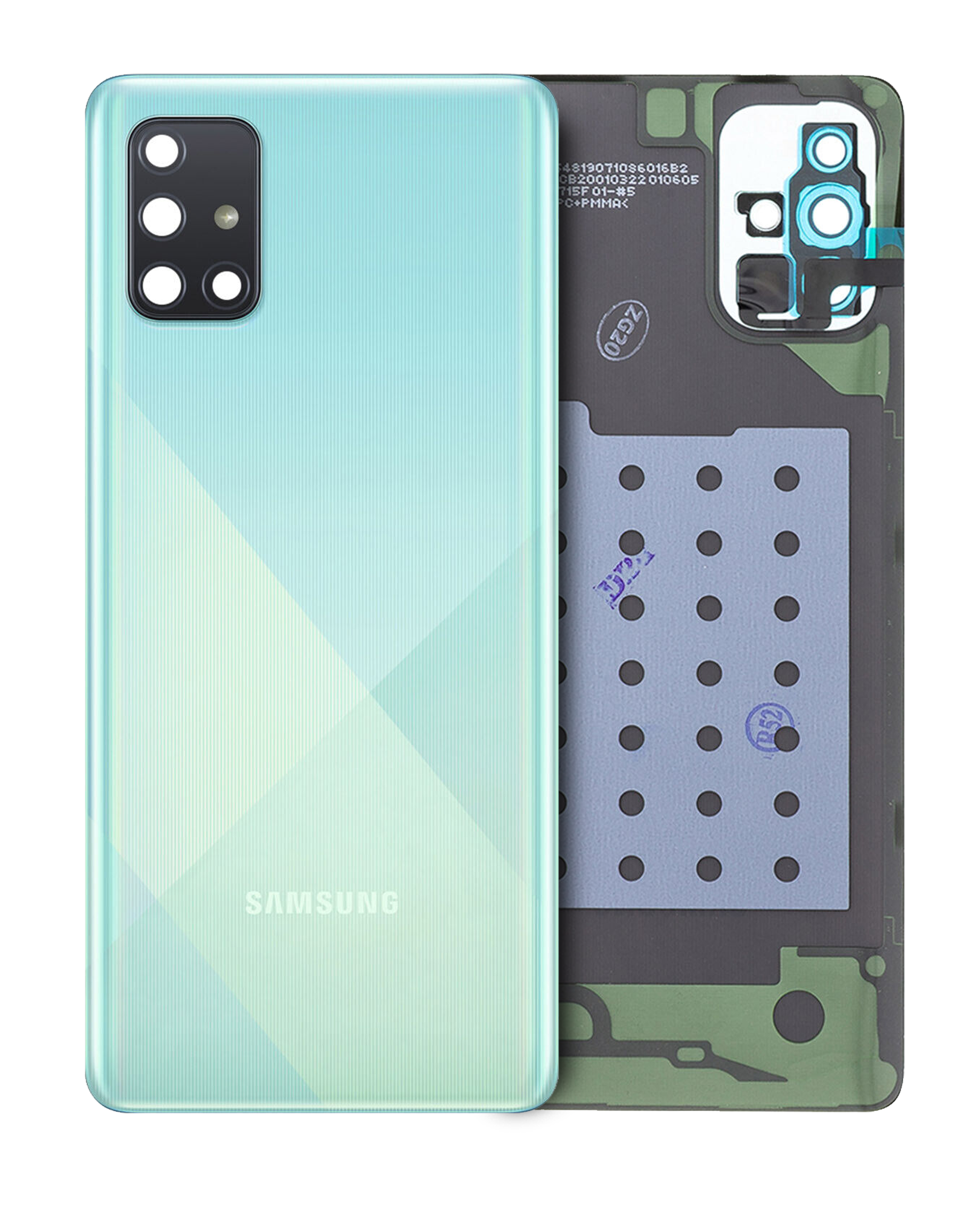 vetro cover posteriore con Vetro fotocamera per Samsung Galaxy A71 (A715 / 2020) (Service Pack) (Prism Crush Blu)