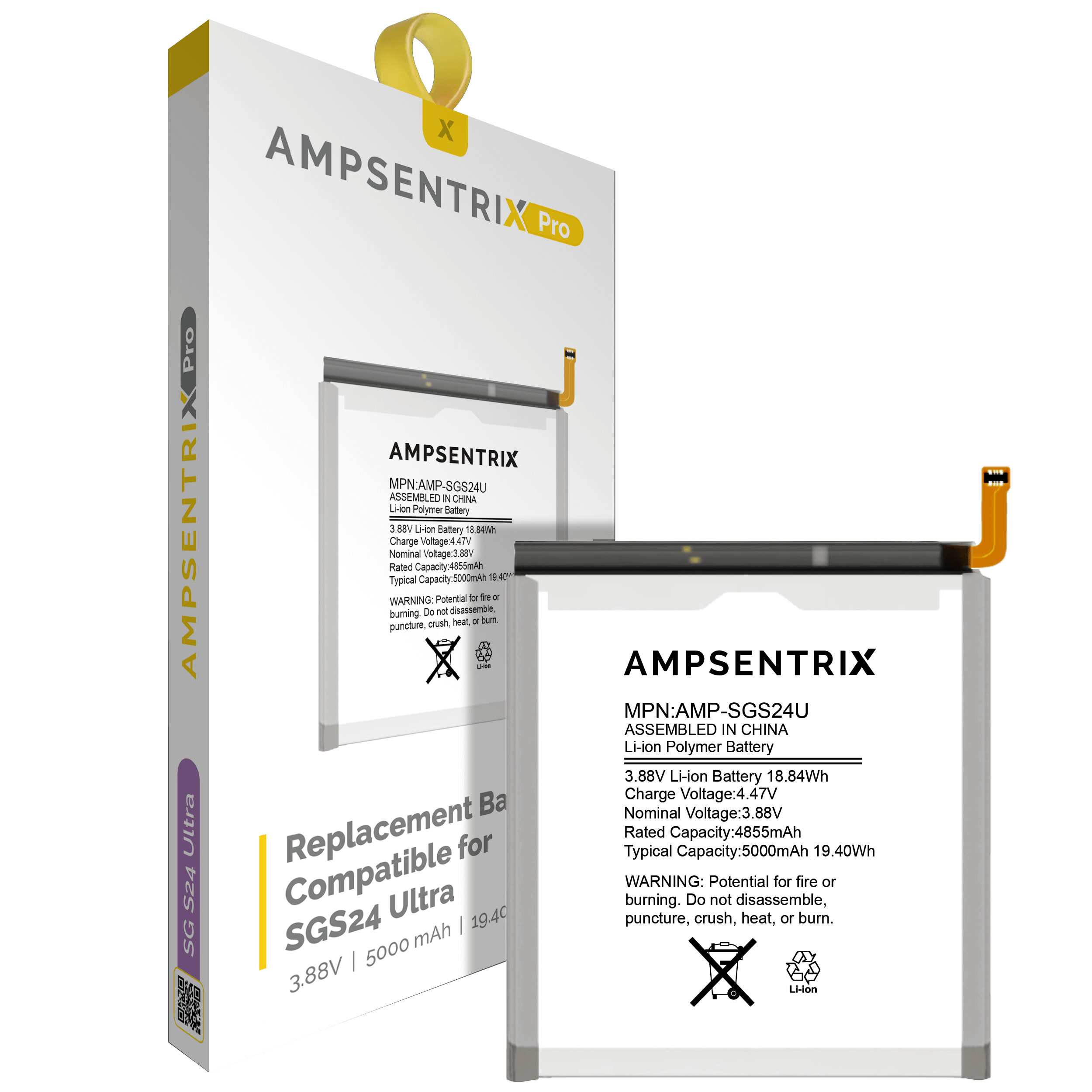 Batteria di ricambio per Samsung Galaxy S24 Ultra (AmpSentrix Pro)