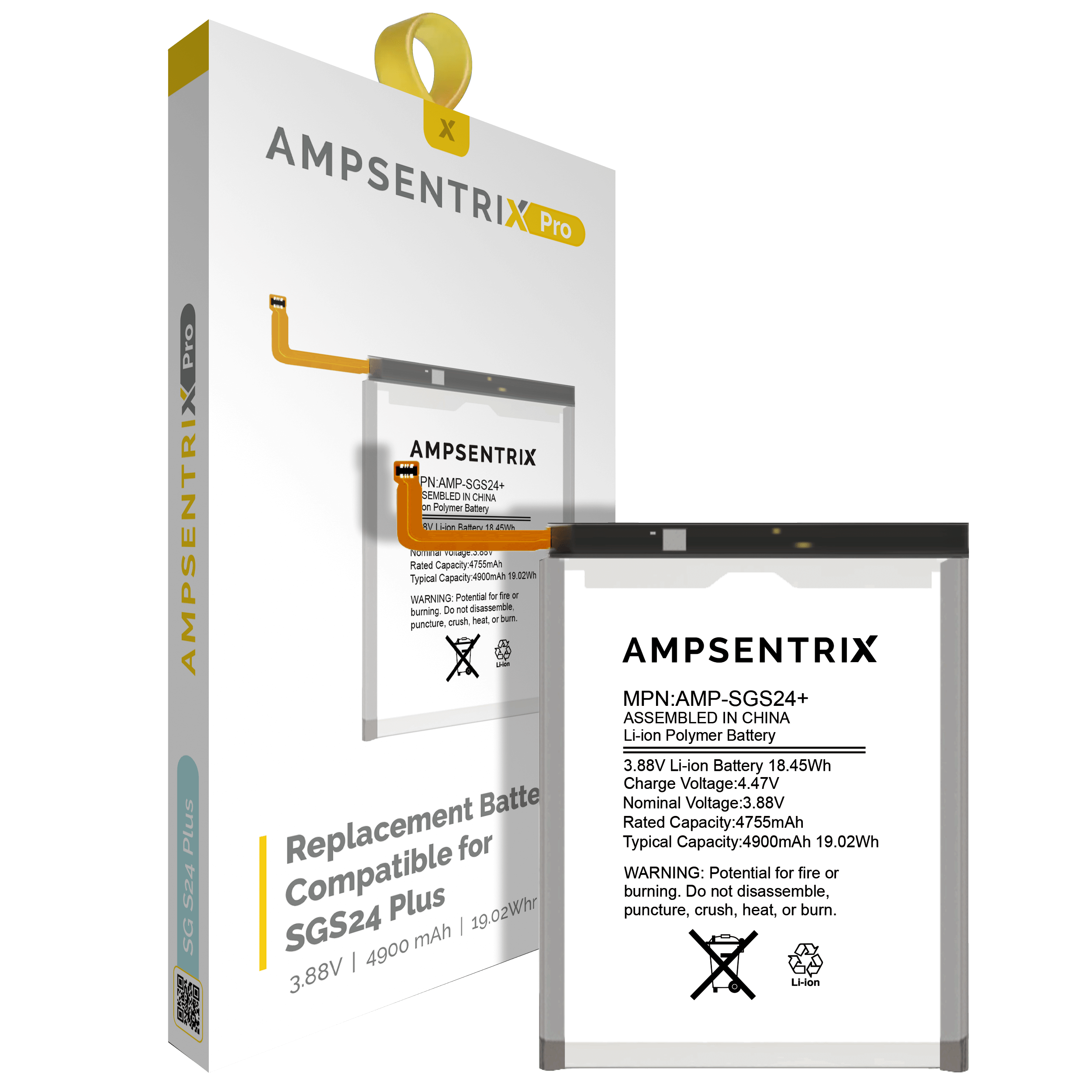 Batteria di ricambio per Samsung Galaxy S24 Plus (AmpSentrix Pro)