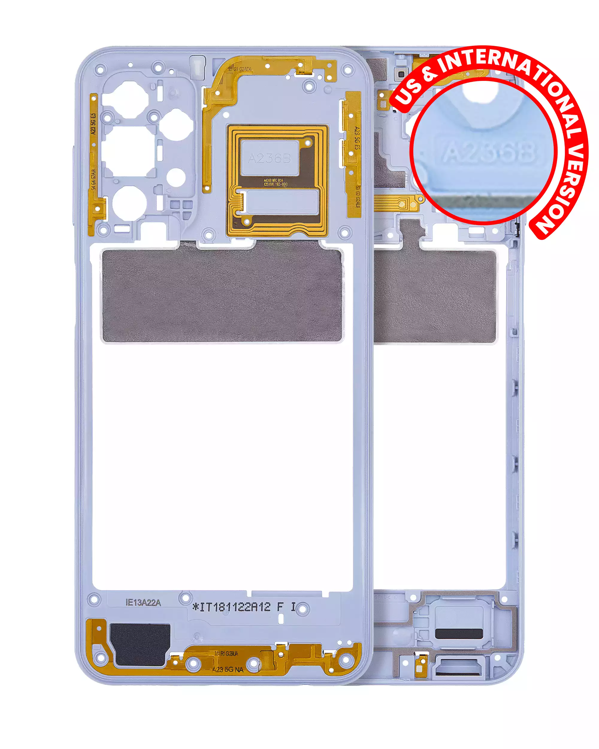 Frame centrale per Samsung Galaxy A23 5G (A236B / 2022) (International Version) (Blu)