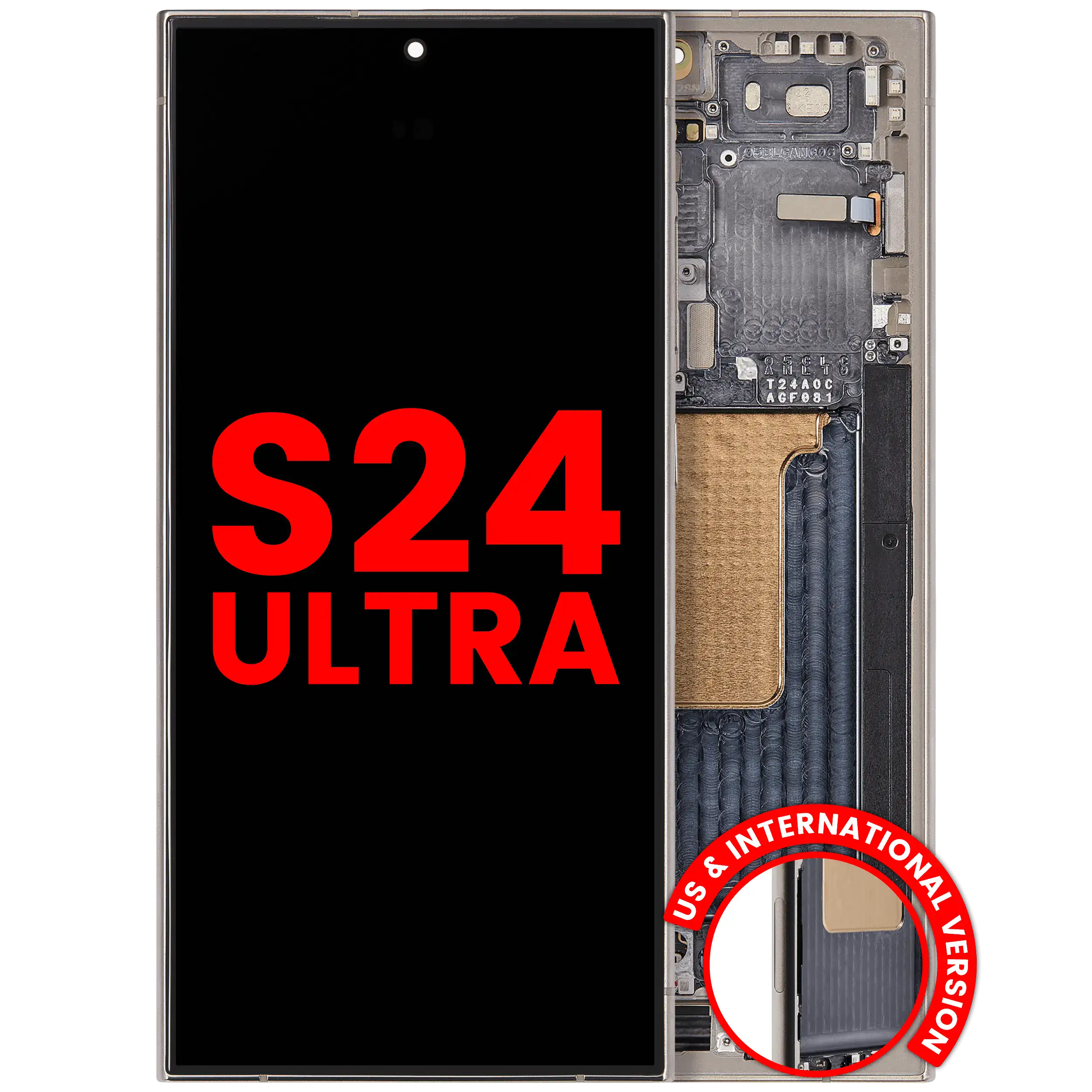 Display OLED completo con Frame per Samsung Galaxy S24 Ultra (US e International Version) (Titanio Grigio)