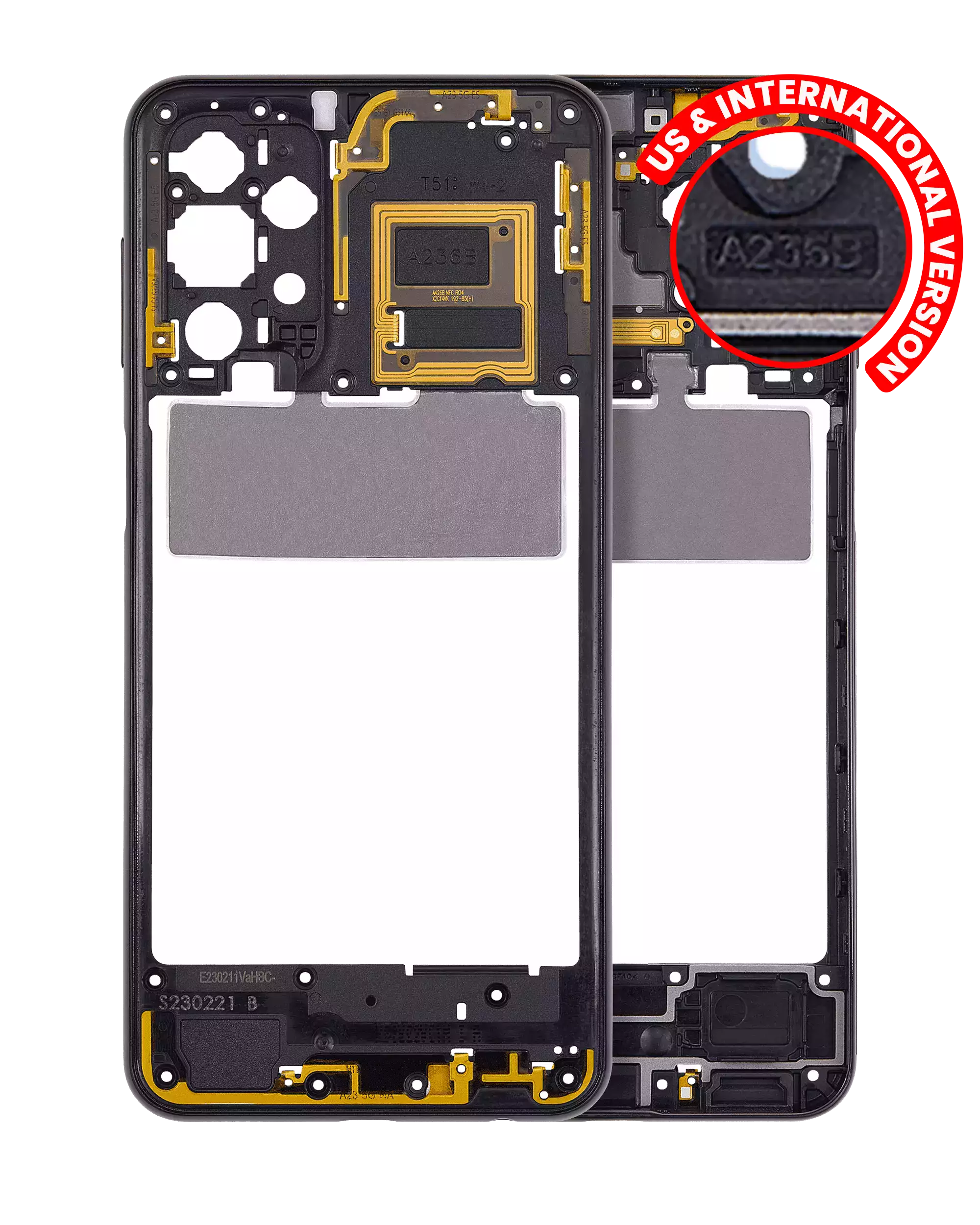 Frame centrale per Samsung Galaxy A23 5G (A236B / 2022) (International Version) (Nero)