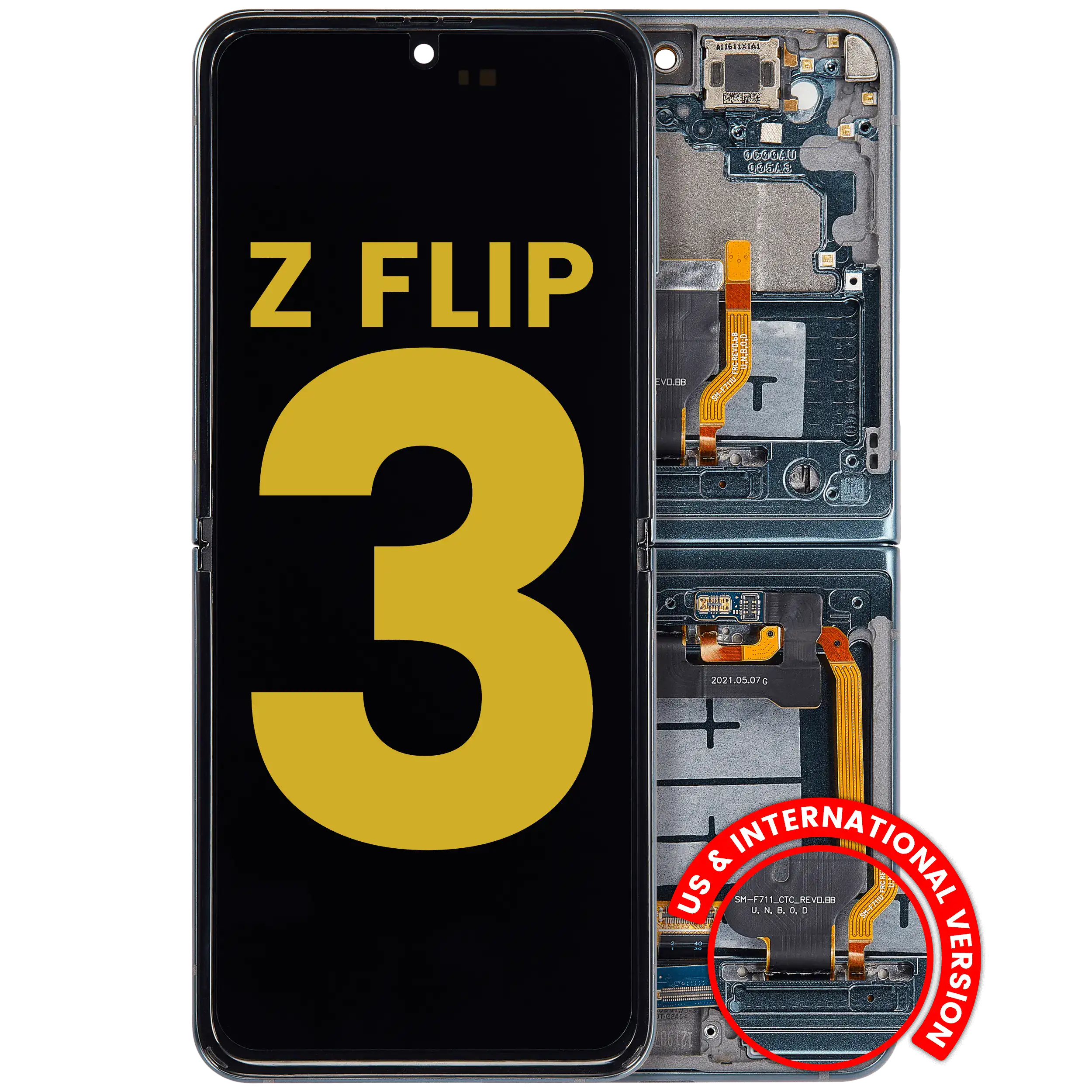 Inner Display OLED completo con Frame per Samsung Galaxy Z Flip 3 5G (US e International) (Refurbished) (Phantom Verde)