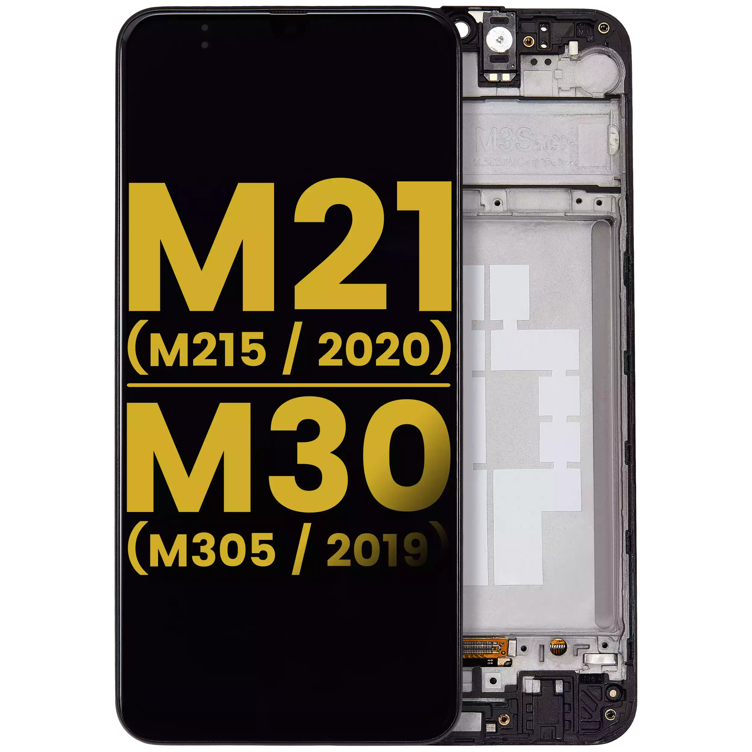Display OLED completo con Frame per Samsung Galaxy M21 (M215 / 2020) / M30 (M305 / 2019) (Refurbished) (Nero)