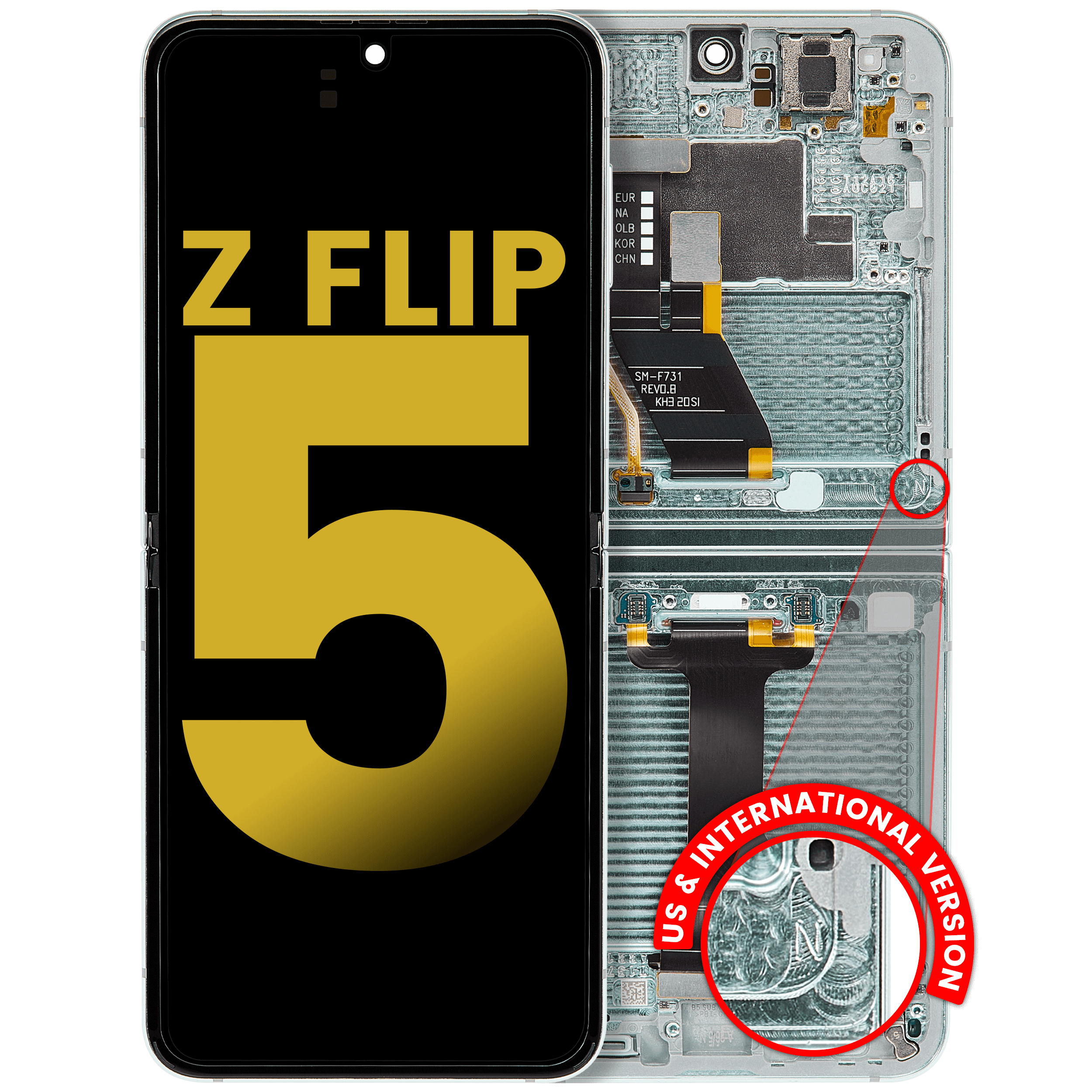 Inner Display OLED completo con Frame per Samsung Galaxy Z Flip 5 5G (US e International) (Refurbished) (Mint)