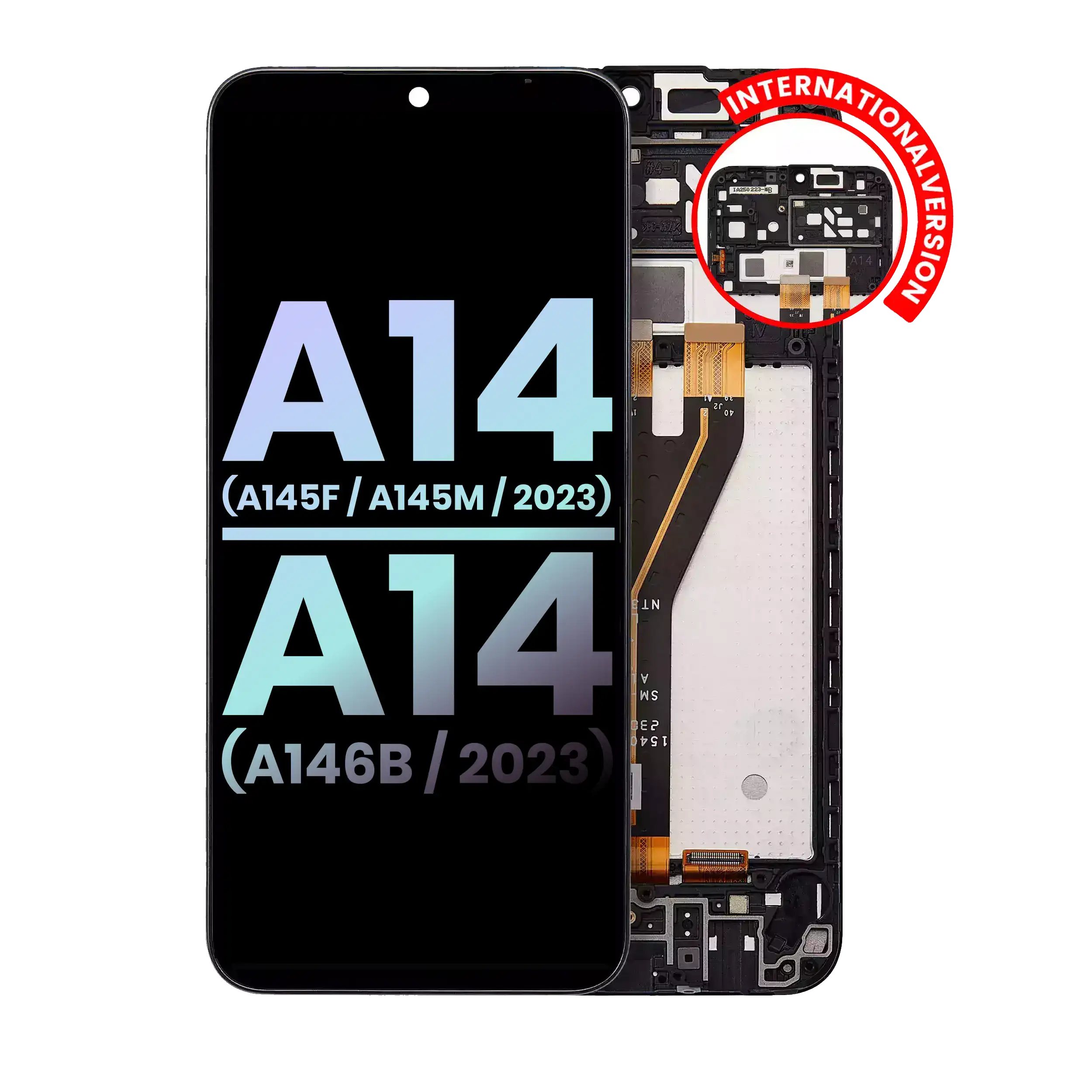 Display LCD completo con Frame per Samsung Galaxy A14 4G (A145F / A145M / 2023) / A14 5G (A146B / 2023) (International Version) (Service Pack) (tutti i colori)