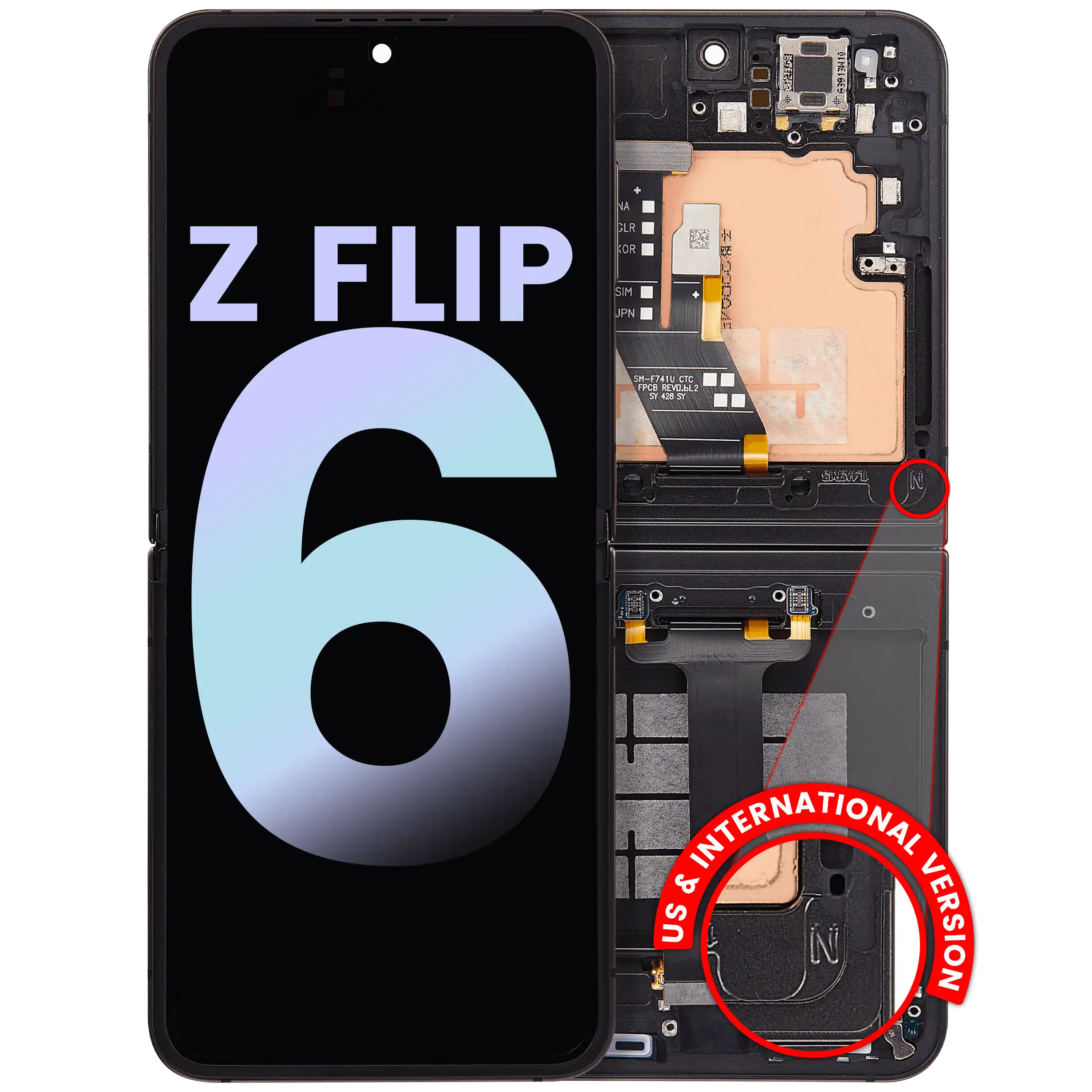 Inner Display OLED completo con Frame per Samsung Galaxy Z Flip 6 5G (US e International) (Service Pack) (Nero)