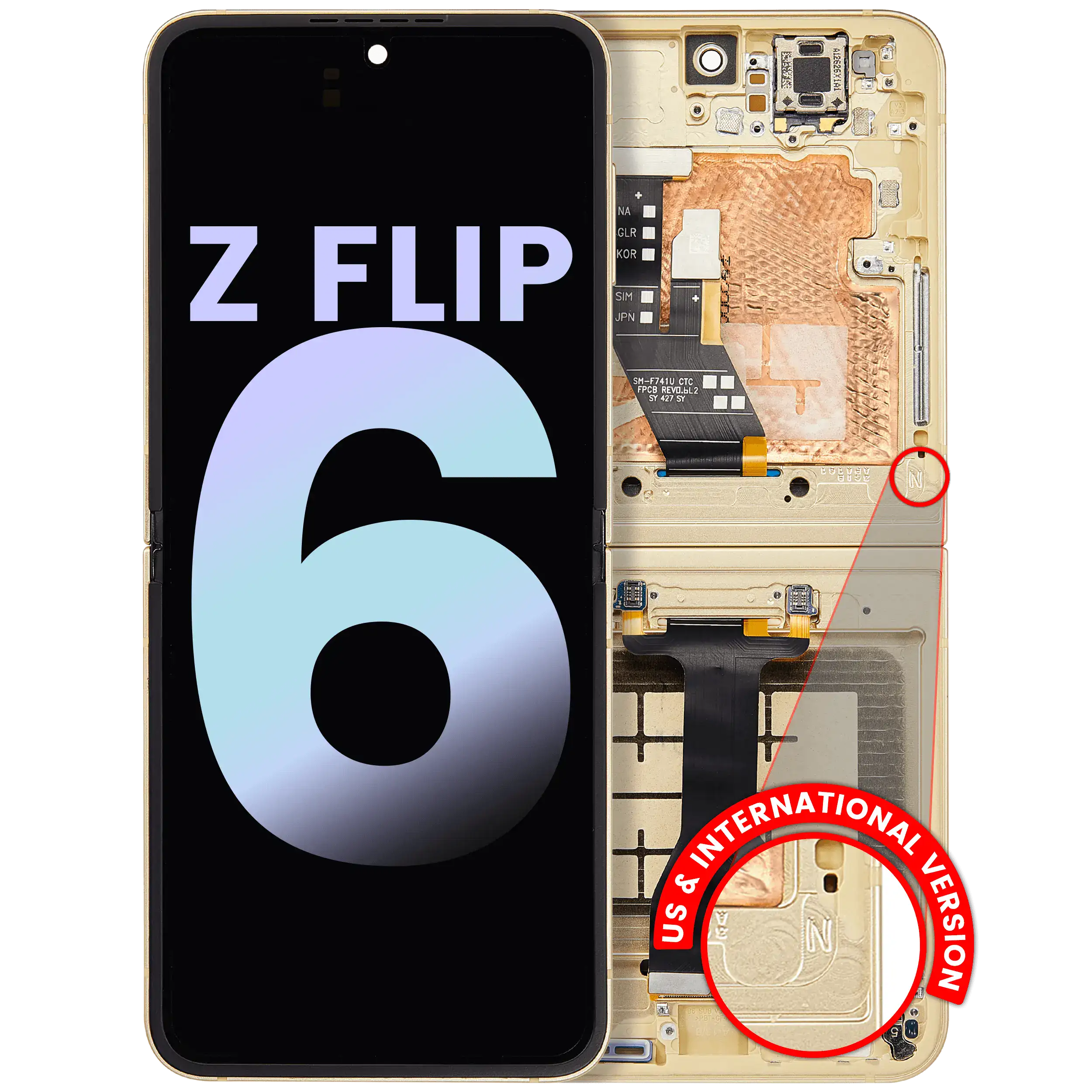 Inner Display OLED completo con Frame per Samsung Galaxy Z Flip 6 5G (US e International) (Service Pack) (Giallo)