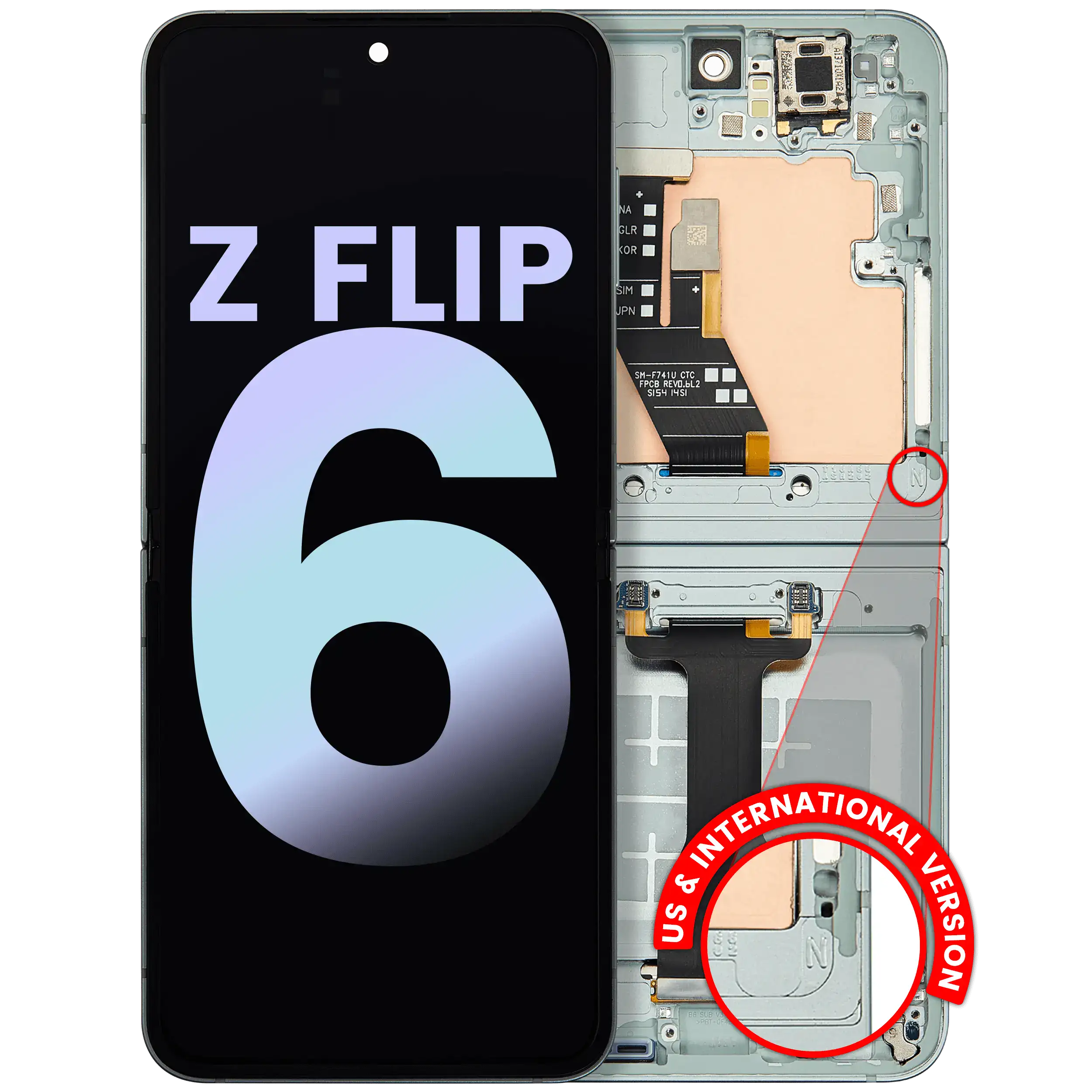 Inner Display OLED completo con Frame per Samsung Galaxy Z Flip 6 5G (US e International) (Service Pack) (Mint)