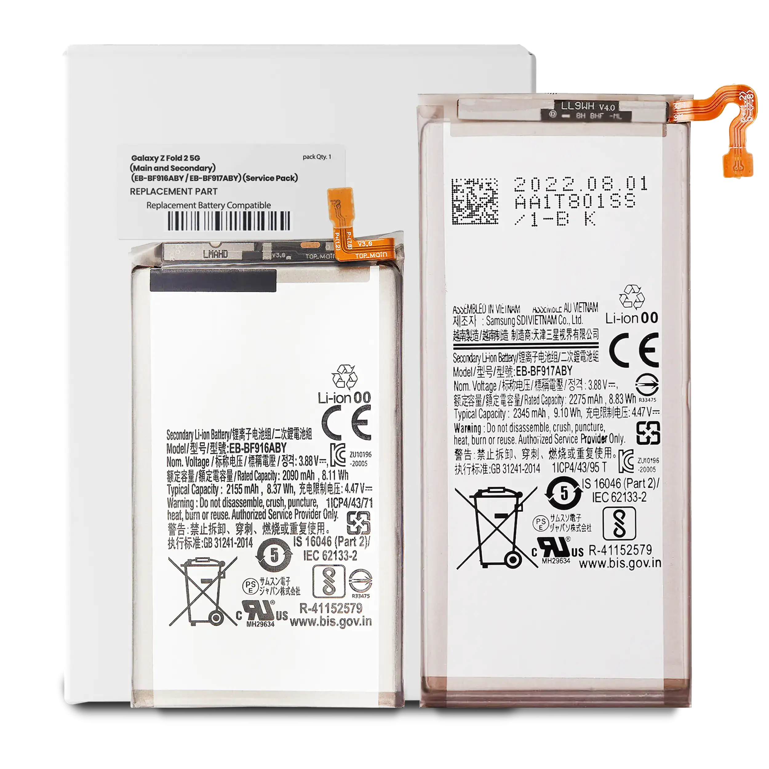 Main e Secondary Batteria di ricambio per Samsung Galaxy Z Fold 2 5G (Service Pack)