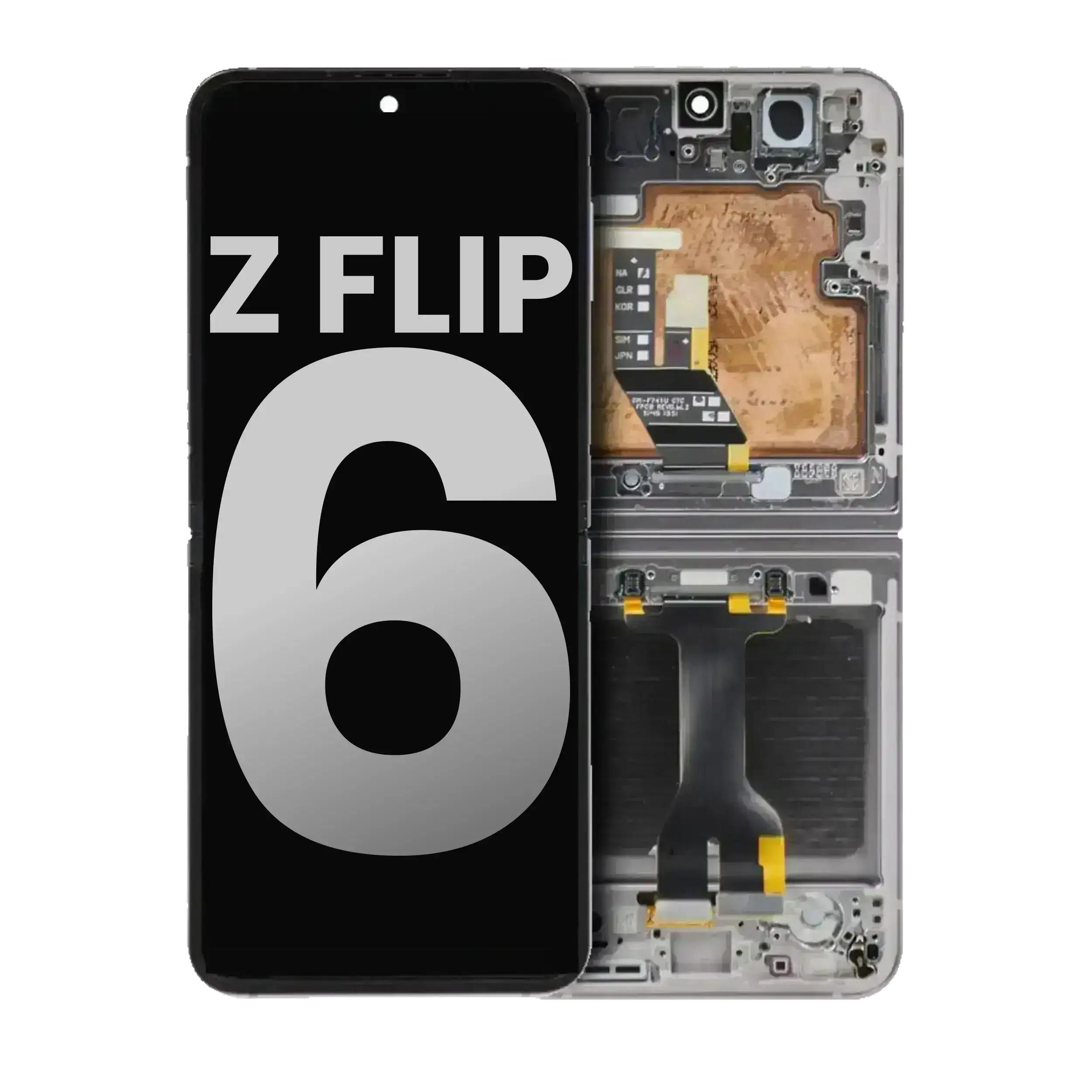 Inner Display OLED completo con Frame per Samsung Galaxy Z Flip 6 5G (US e International) (Used Service Pack Pull : Grade B/C) (Argento Shadow)